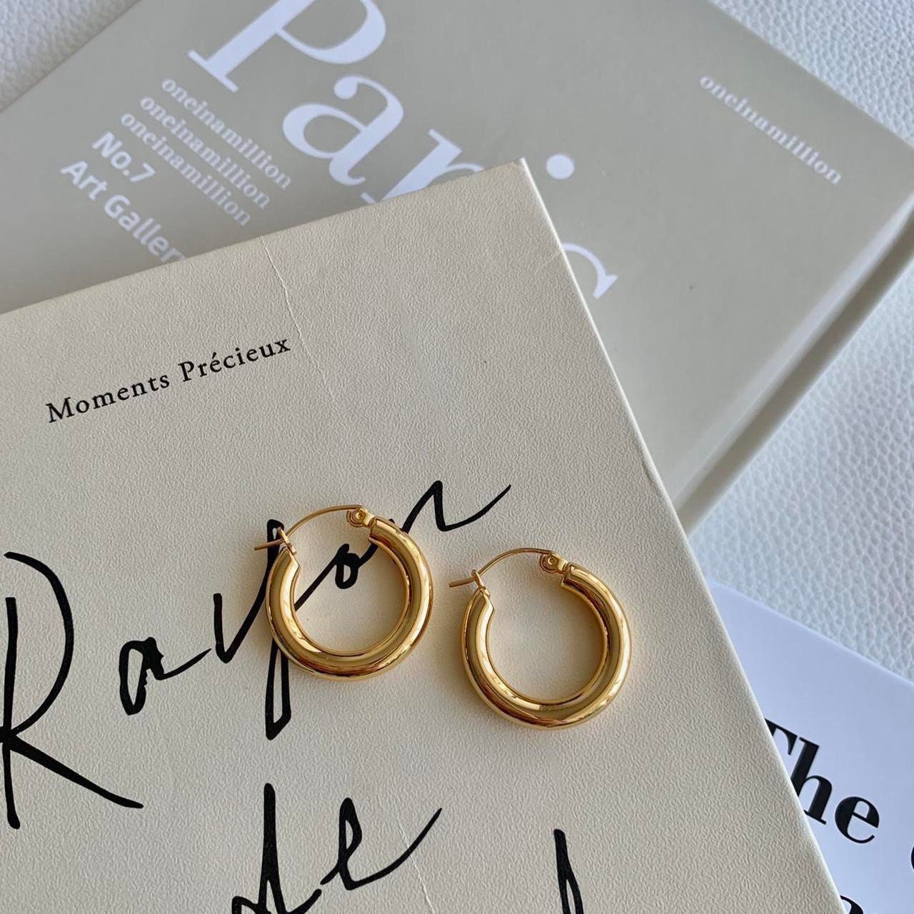 Gold hoops earrings, silver hoops earrings
