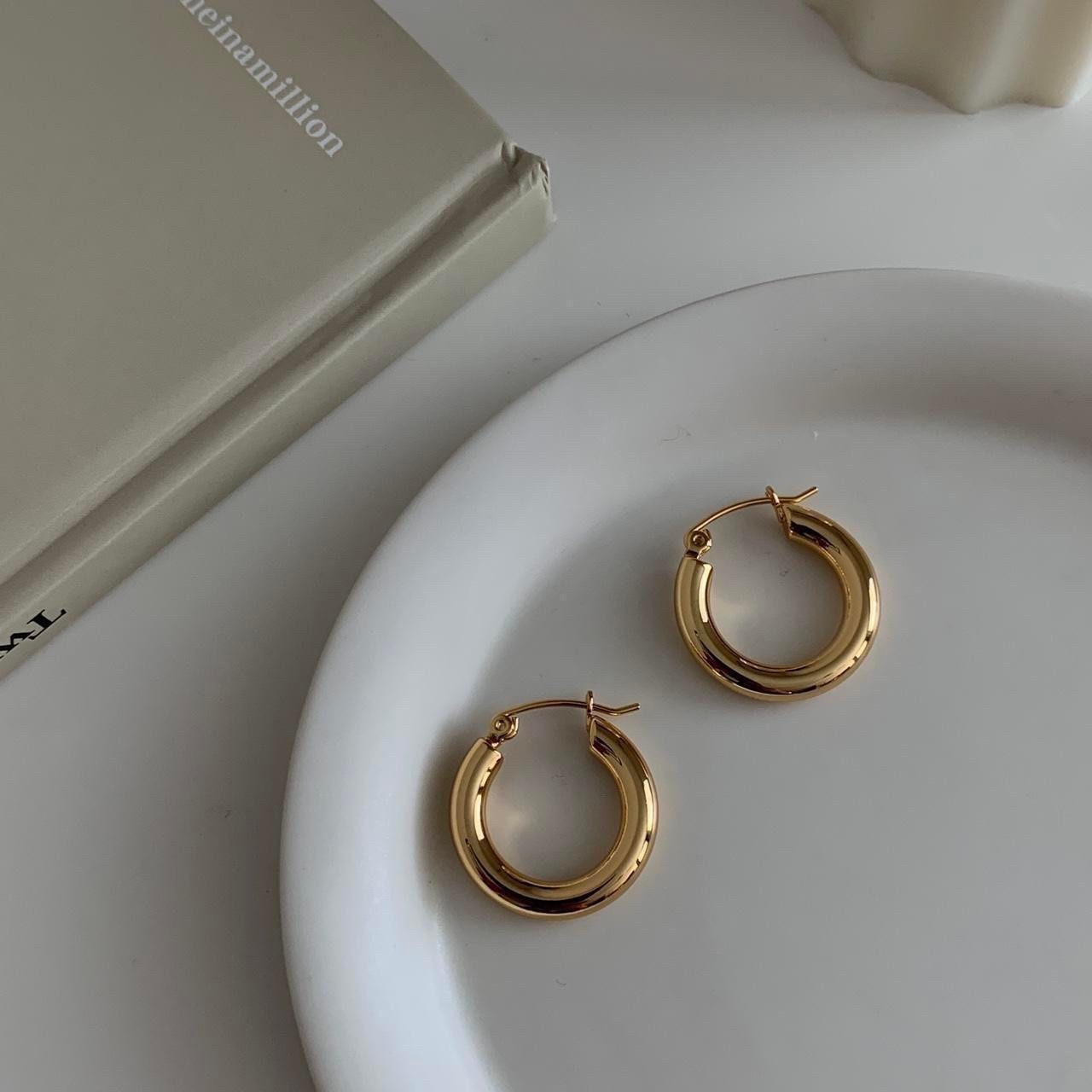 Gold hoops earrings, silver hoops earrings