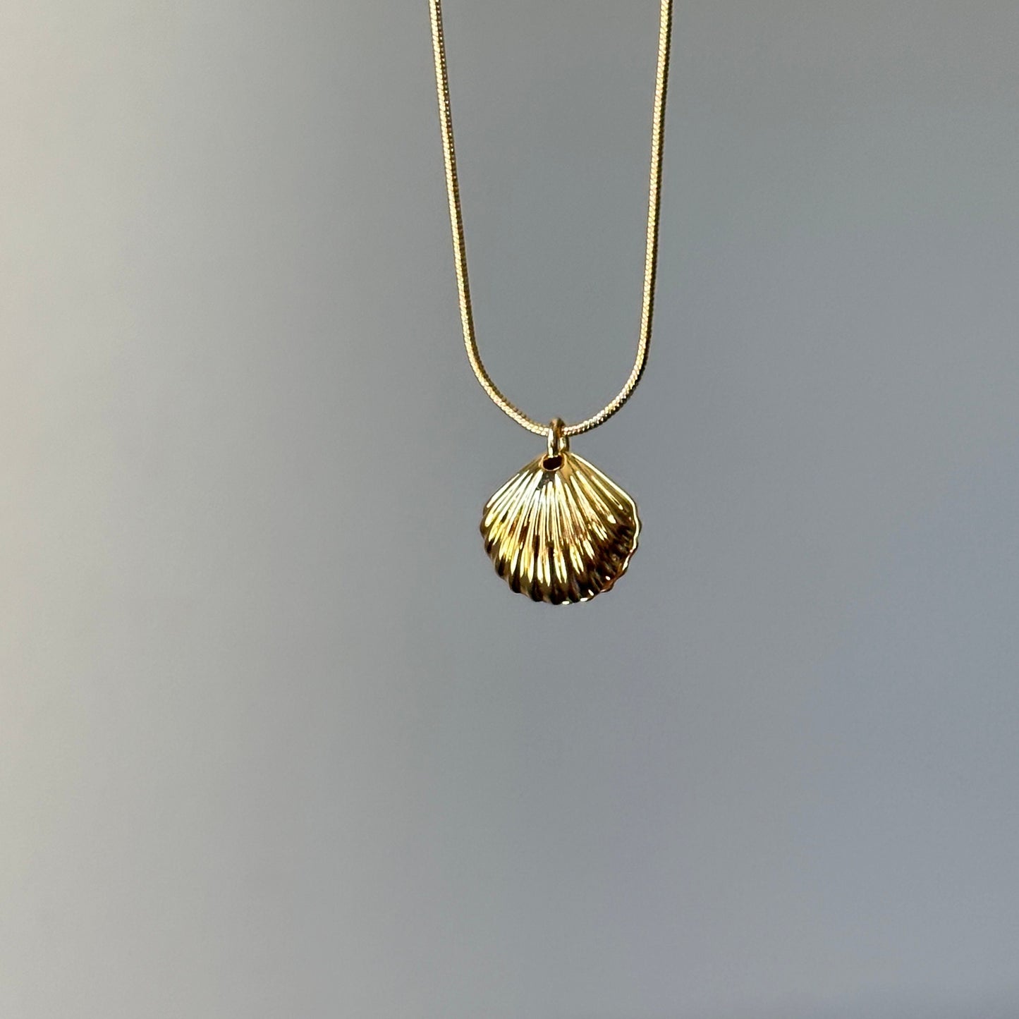 Gold shell freshwater pearl pendant necklace
