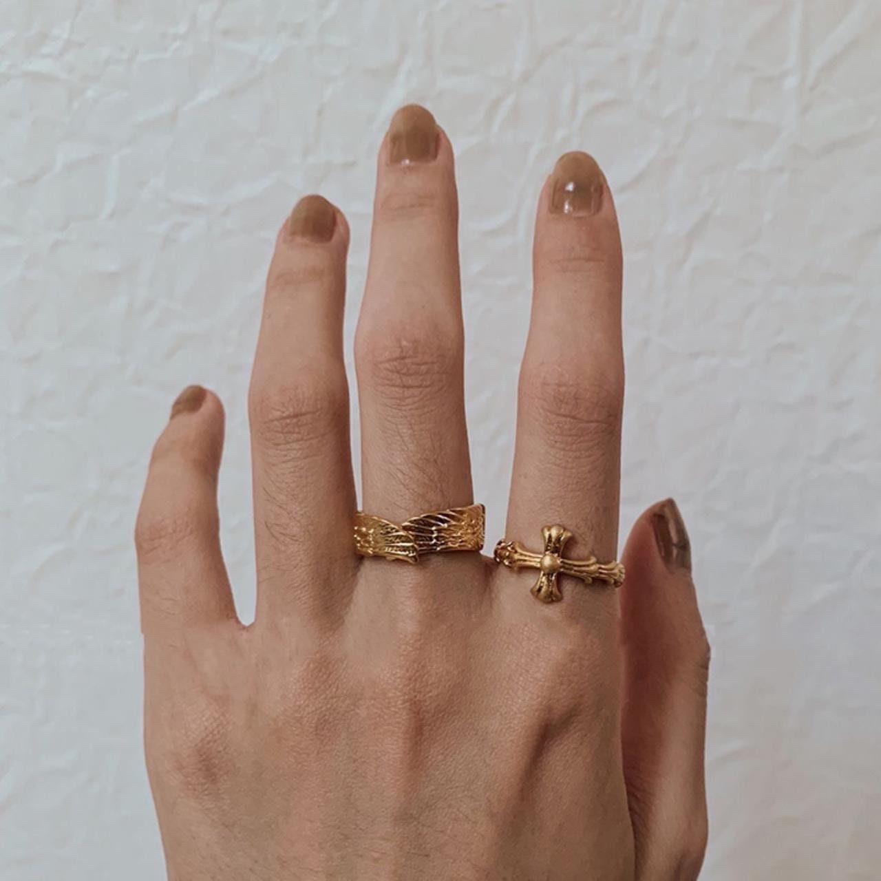 Gold plated cross open ring
