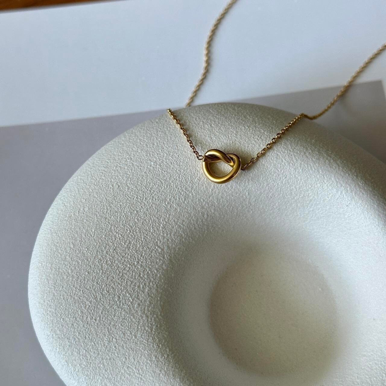 Gold Pretzel pendant chain gold pretzel necklace