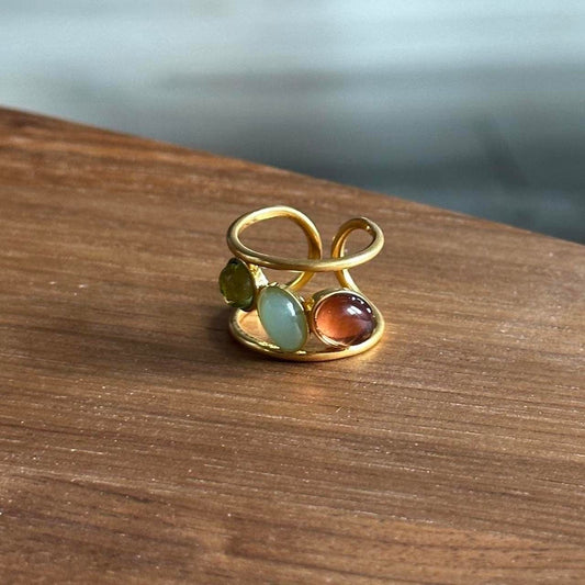Colorful Gemstone Gold Adjustable Rings