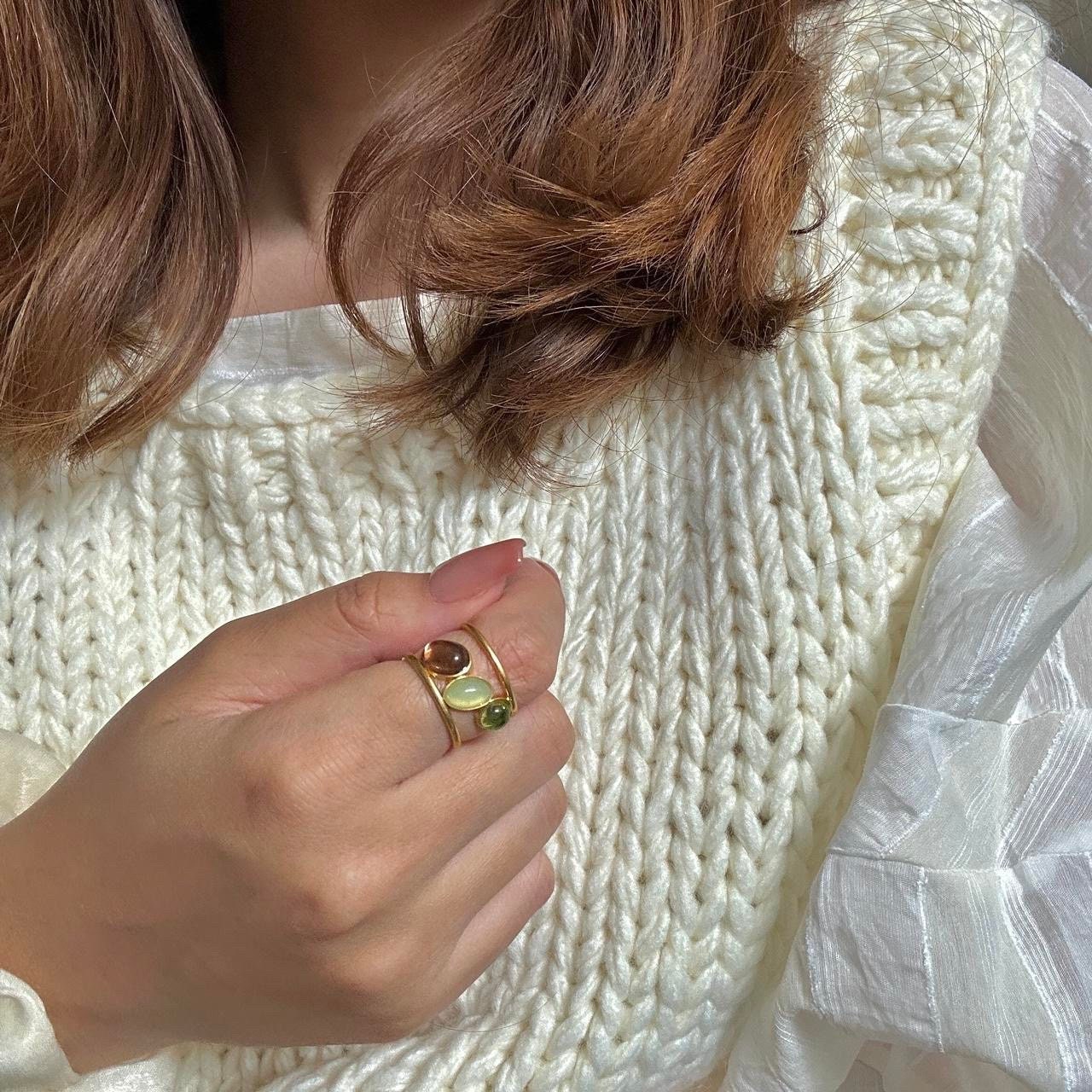 Colorful Gemstone Gold Adjustable Rings