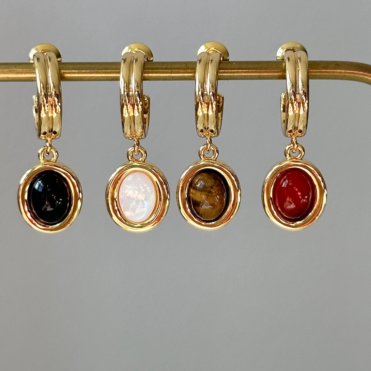 Gemstone Dangle Earrings - Vibrant and Colorful Gemstone Open Hoop Earrings