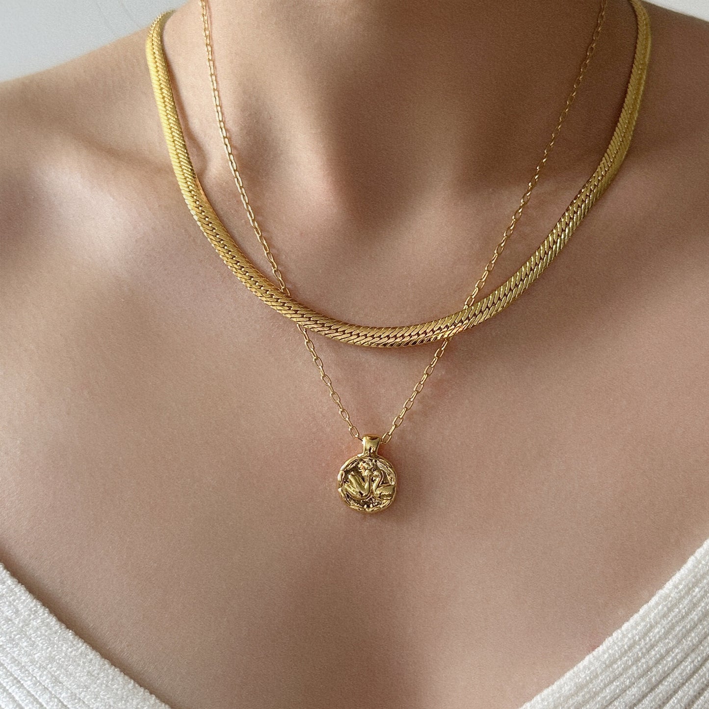 Gold Swan Pendant Necklace