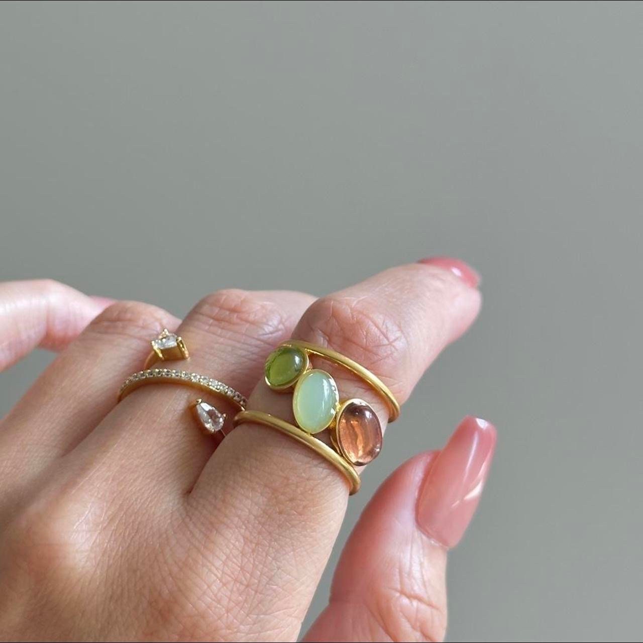 Colorful Gemstone Gold Adjustable Rings