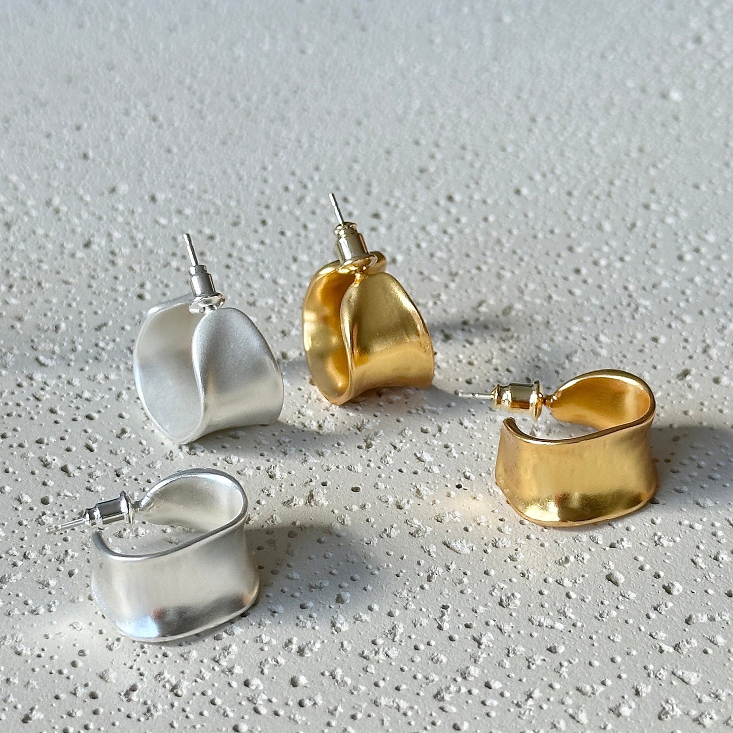 Matte Gold Open Hoops Earrings