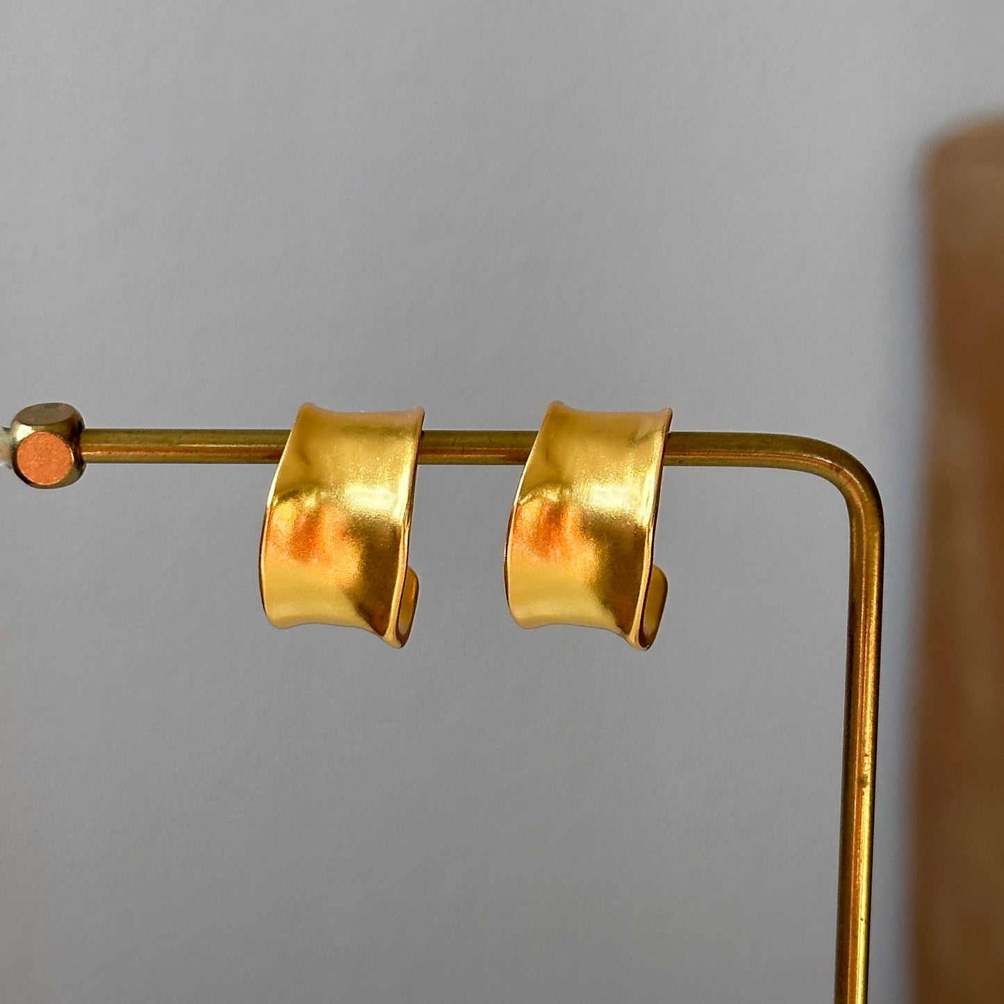 Matte Gold Open Hoops Earrings
