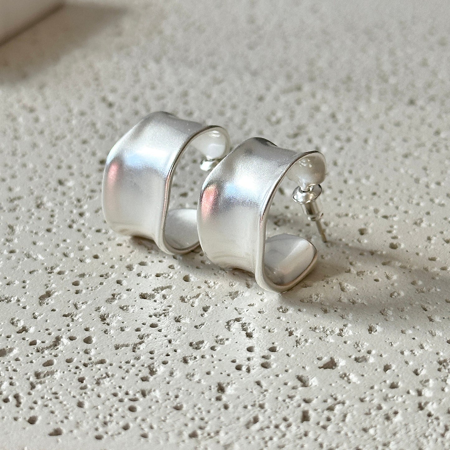Matte Gold Open Hoops Earrings