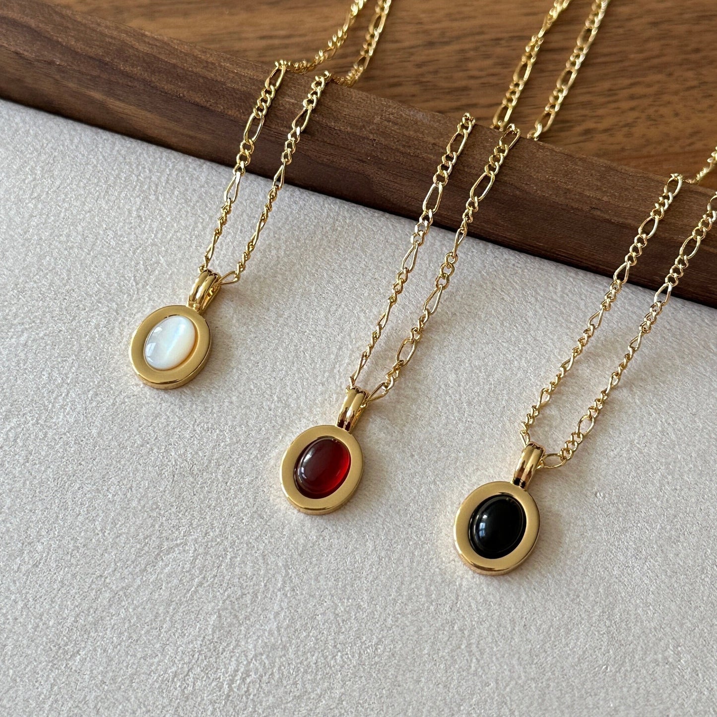 Cute Gemstone Pendant Gold Necklace
