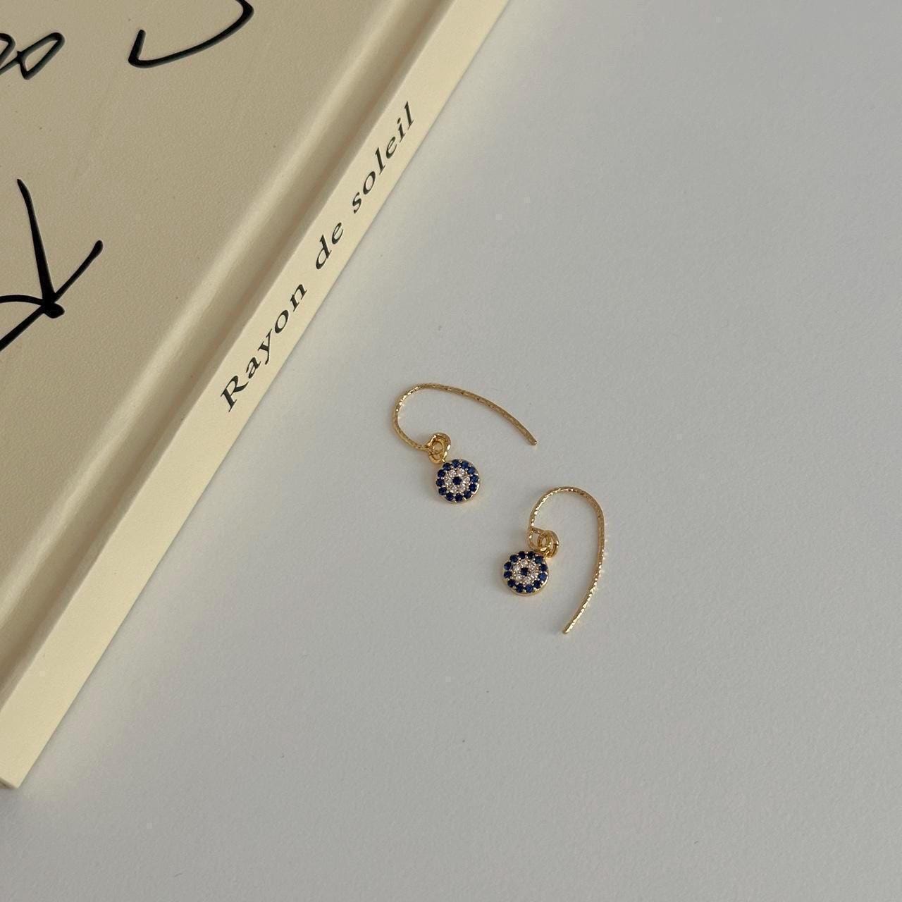 Dainty Tiny Zirconia Drop Earrings, Small Circle Charm Drop Earrings
