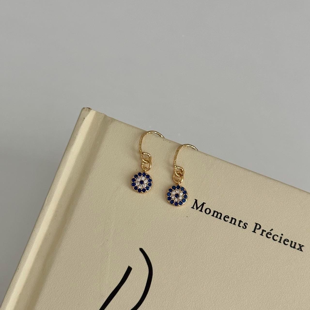 Dainty Tiny Zirconia Drop Earrings, Small Circle Charm Drop Earrings