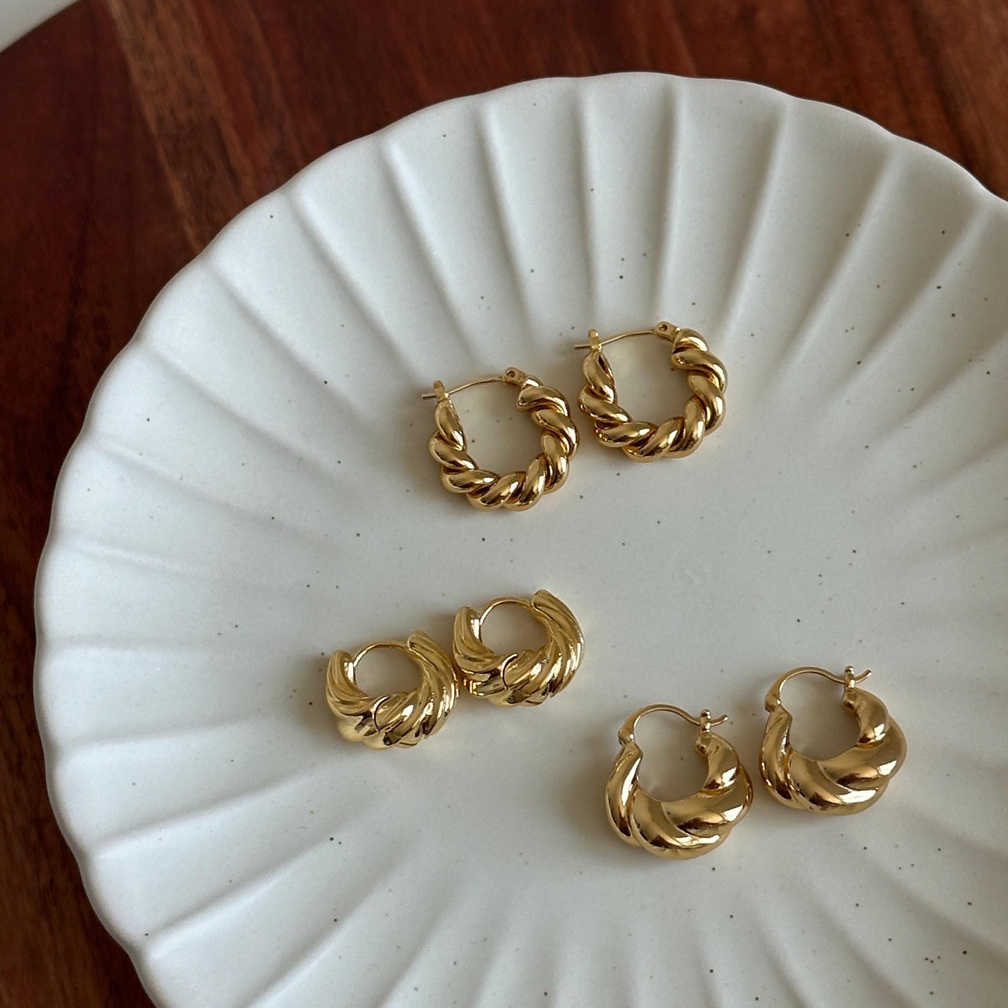 Gold Twist Hoop Earrings