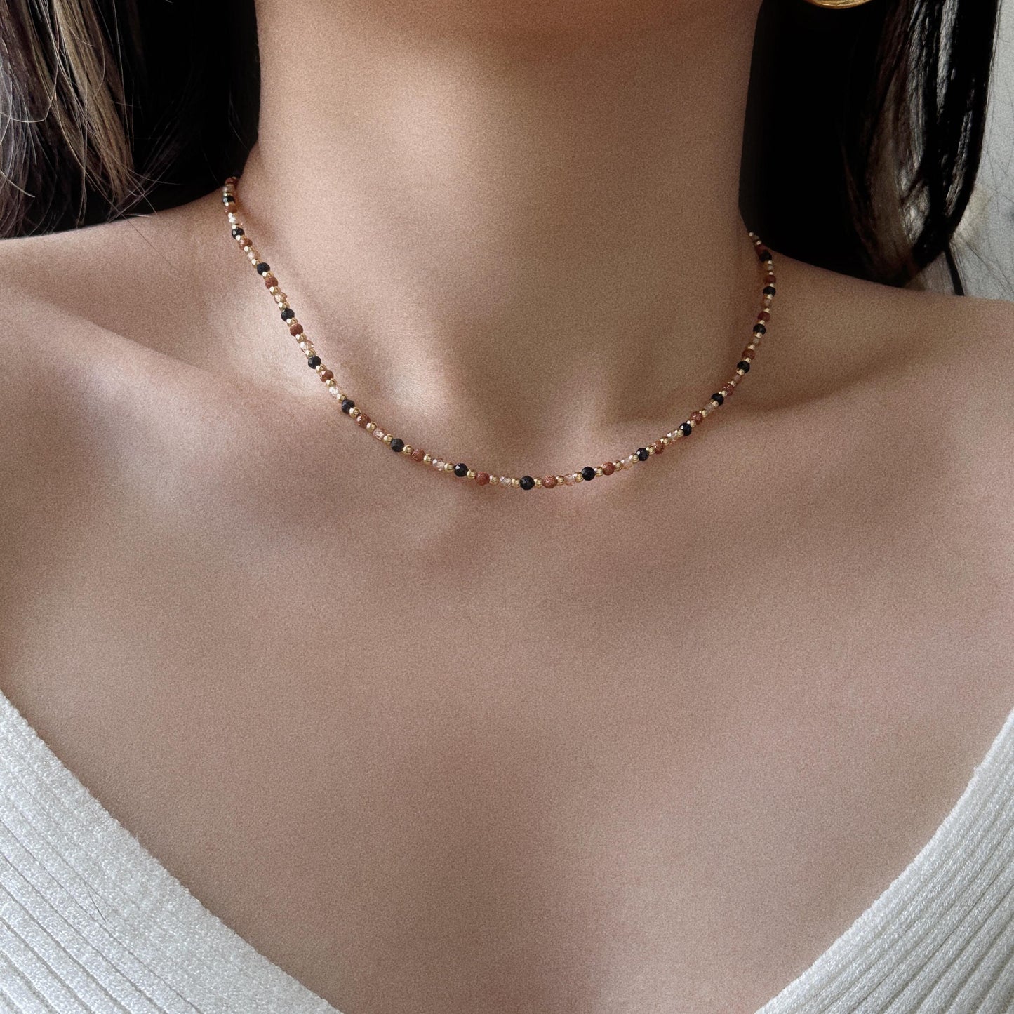 Retro Natural Stone Beaded Necklace