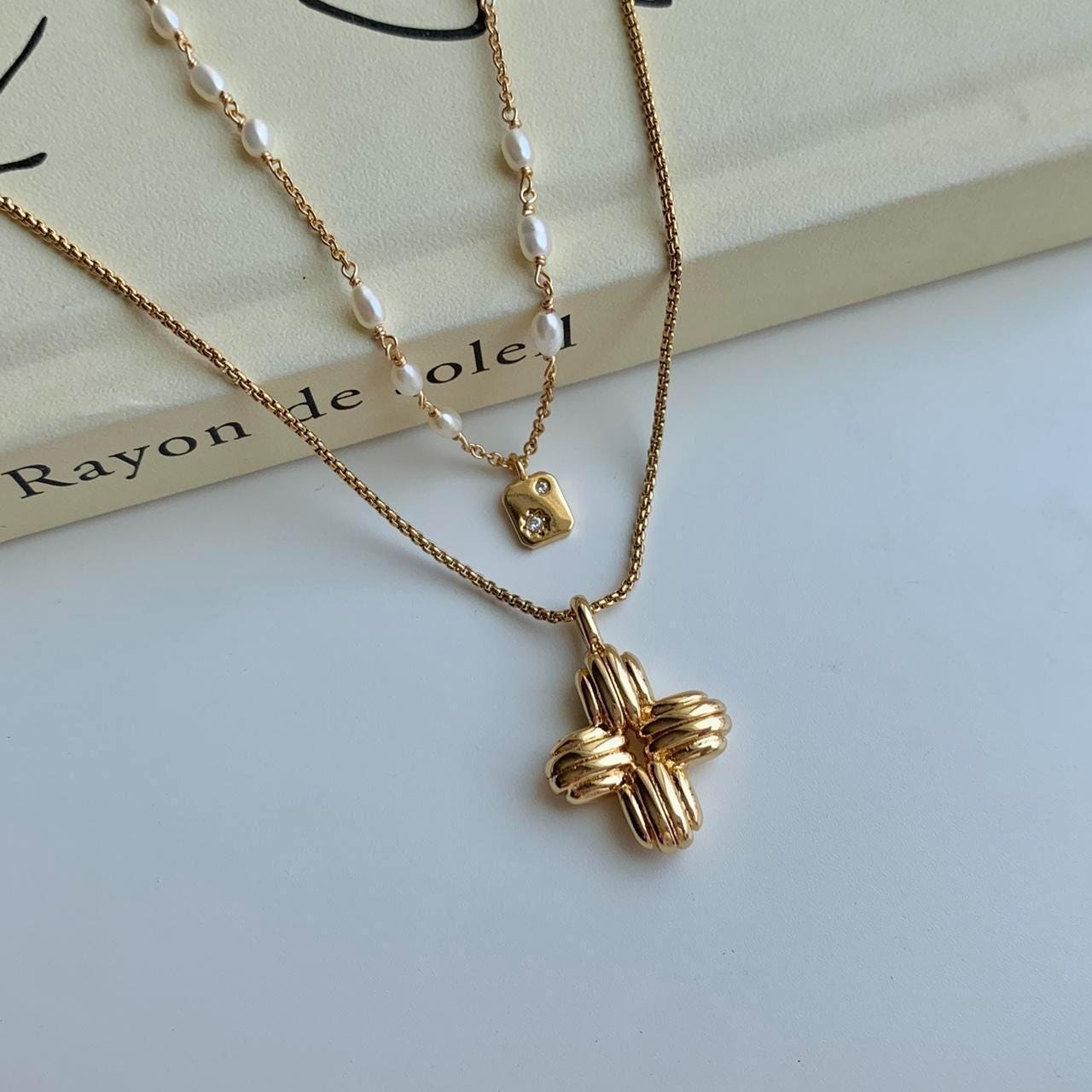 Freshwater Pearl Gold Star Pendant Necklace, Delicate Pearl Necklace