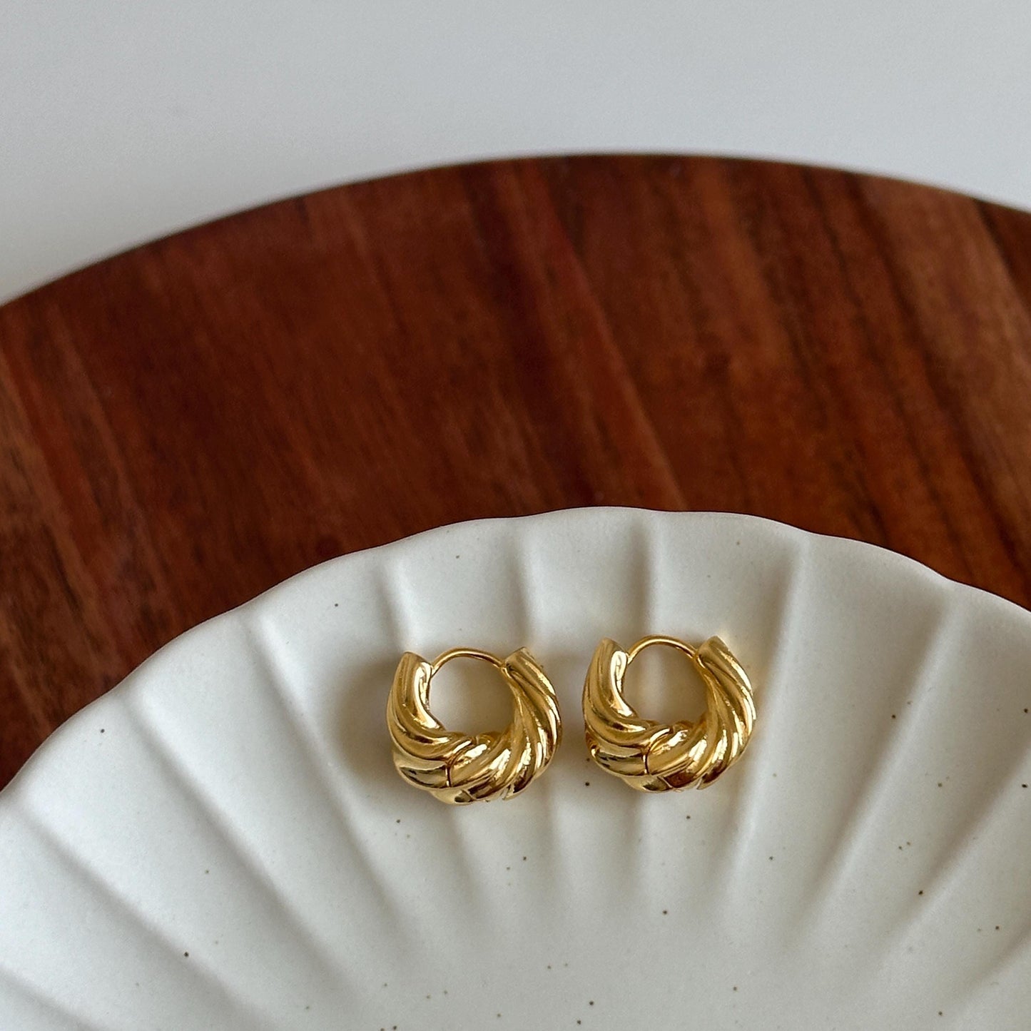 Gold Twist Hoop Earrings