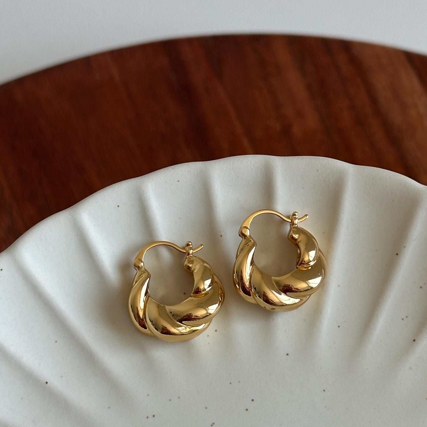 Gold Twist Hoop Earrings