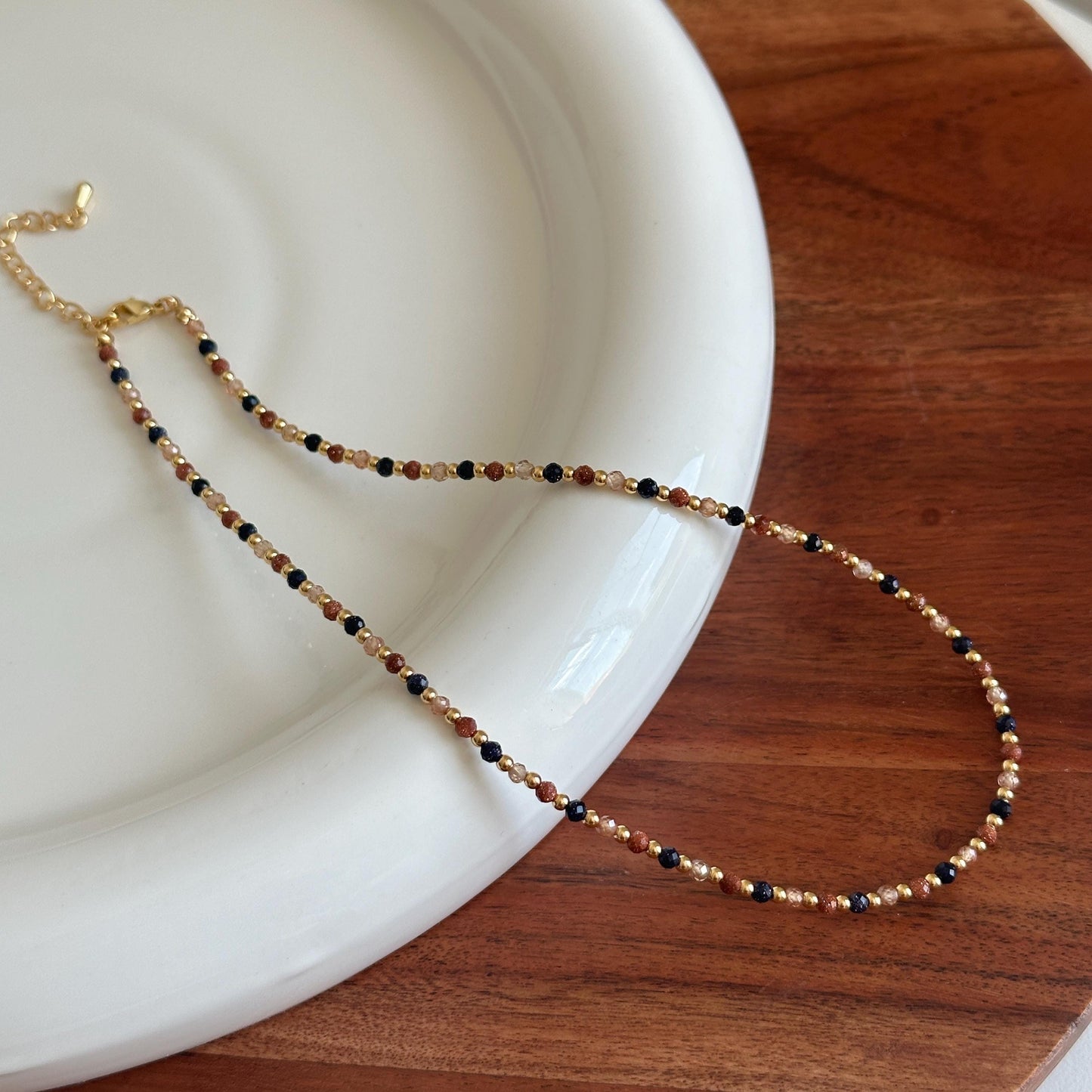 Retro Natural Stone Beaded Necklace
