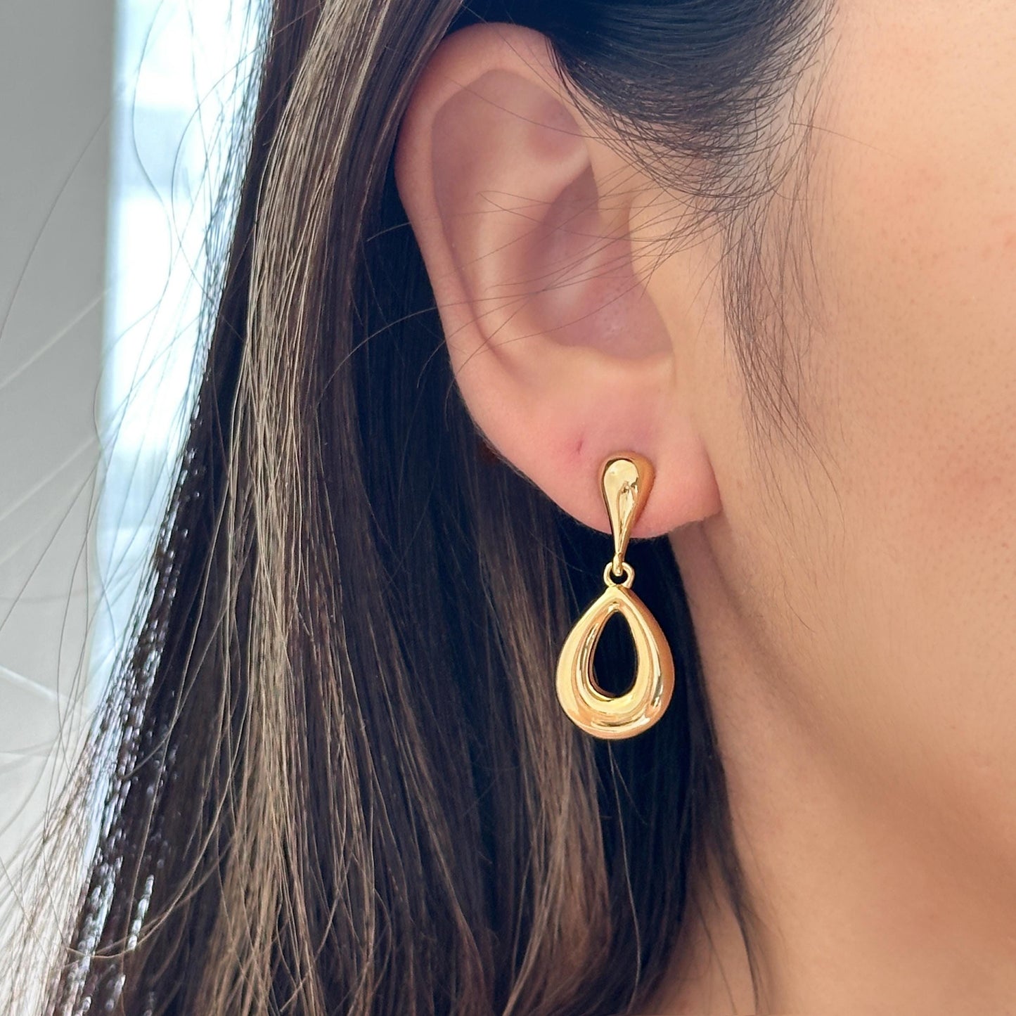 Gold Plated Gold Silver Drop Dangle Earrings