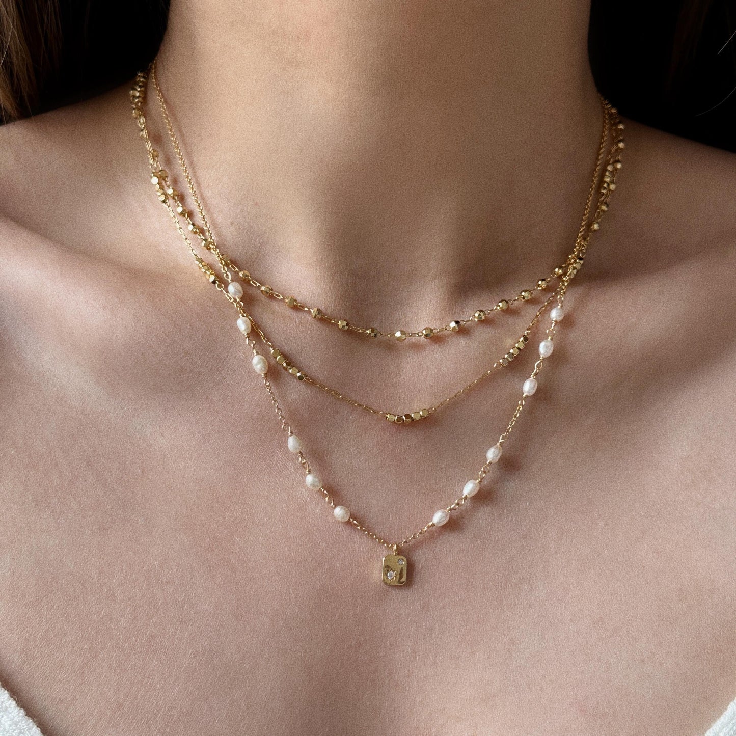 Freshwater Pearl Gold Star Pendant Necklace, Delicate Pearl Necklace