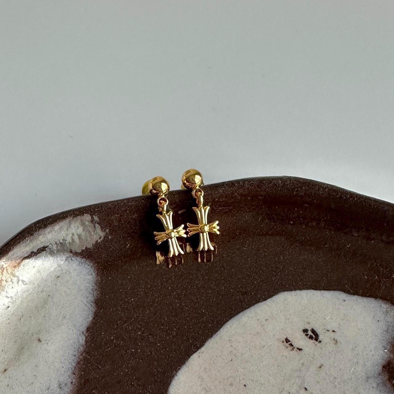 Gold Cross Stud Earrings, Mini Cross Earrings