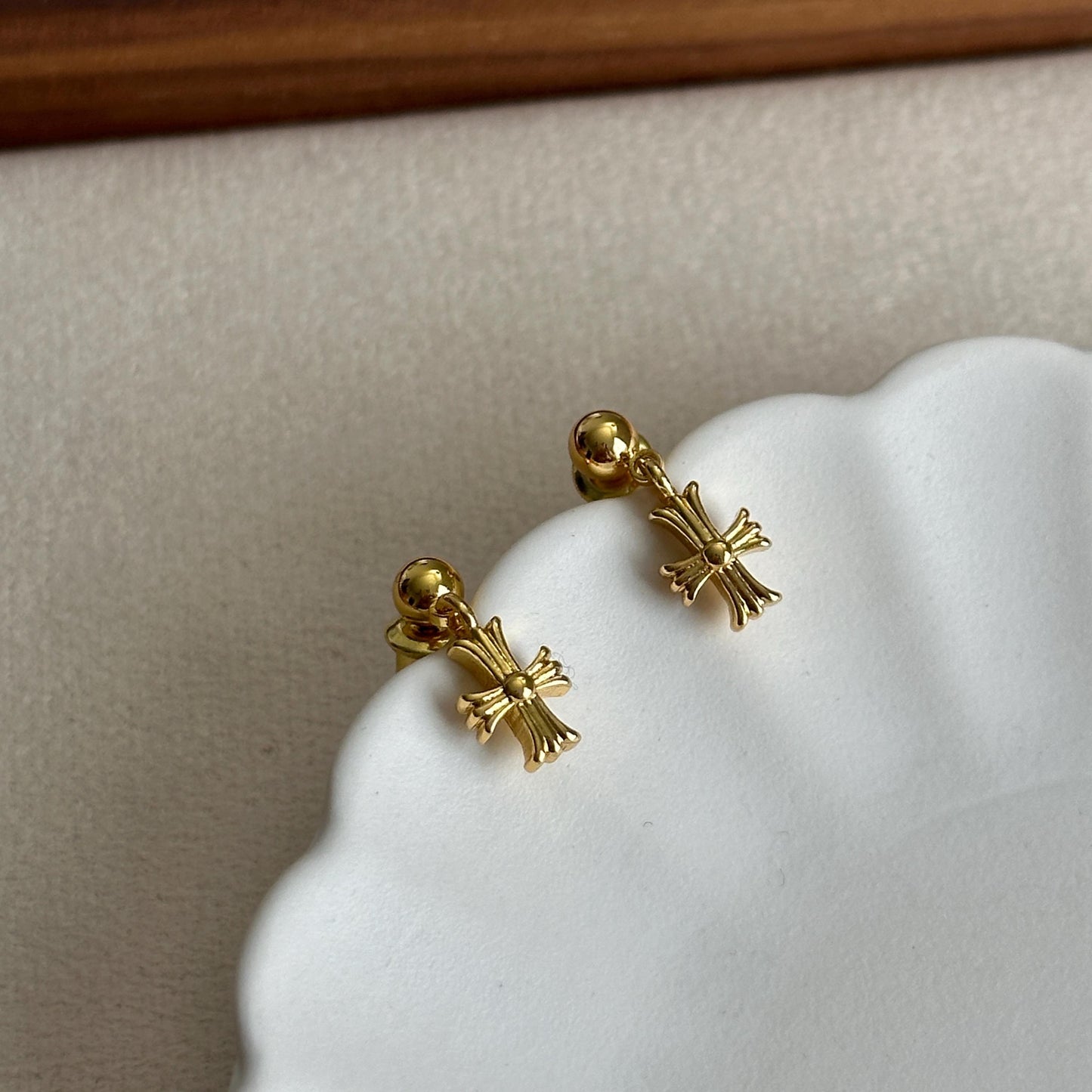 Gold Cross Stud Earrings, Mini Cross Earrings