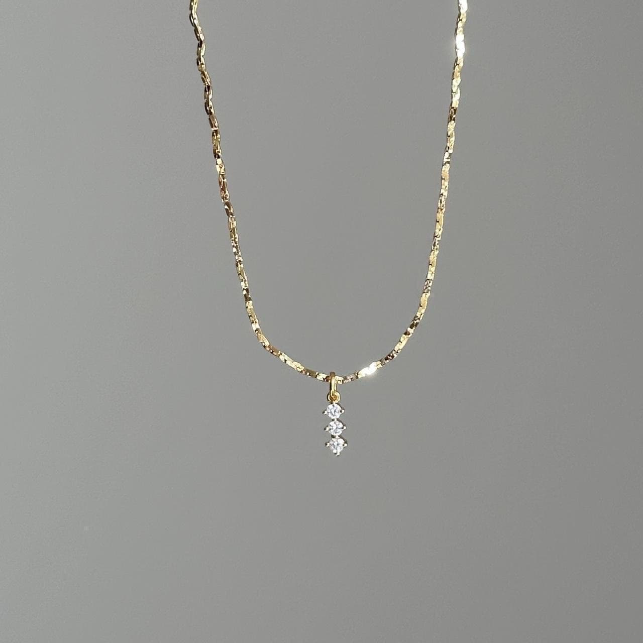 Gold Mini Shiny Zirconia Charm Necklace