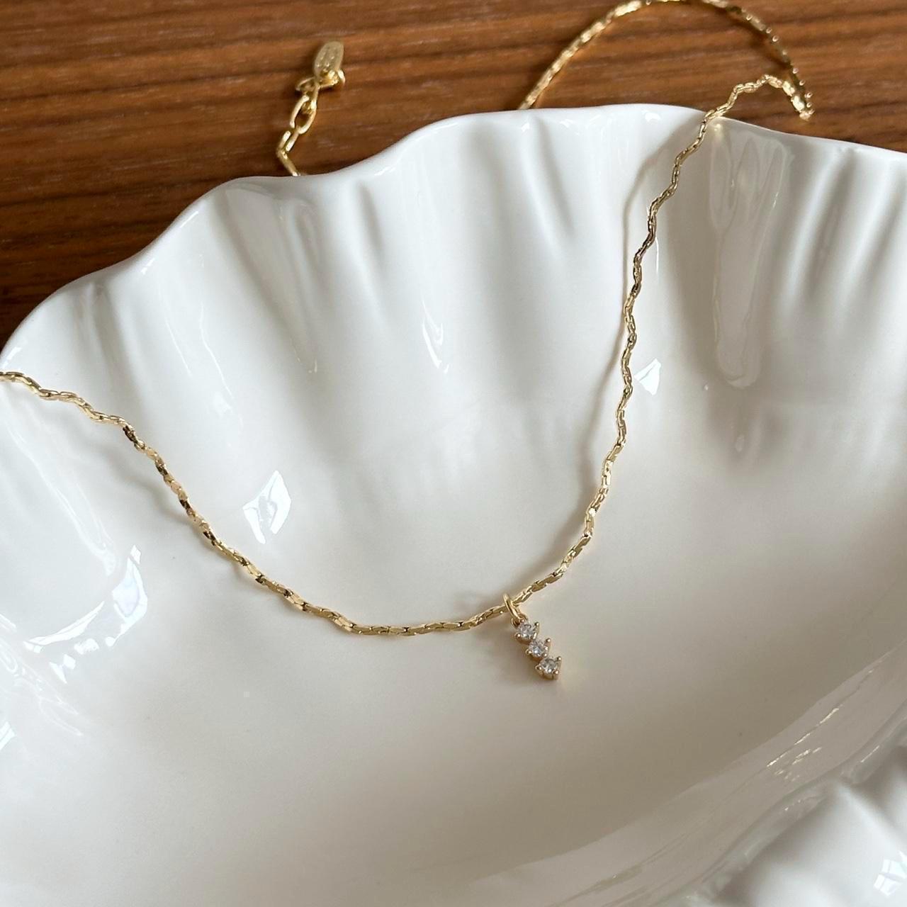 Gold Mini Shiny Zirconia Charm Necklace