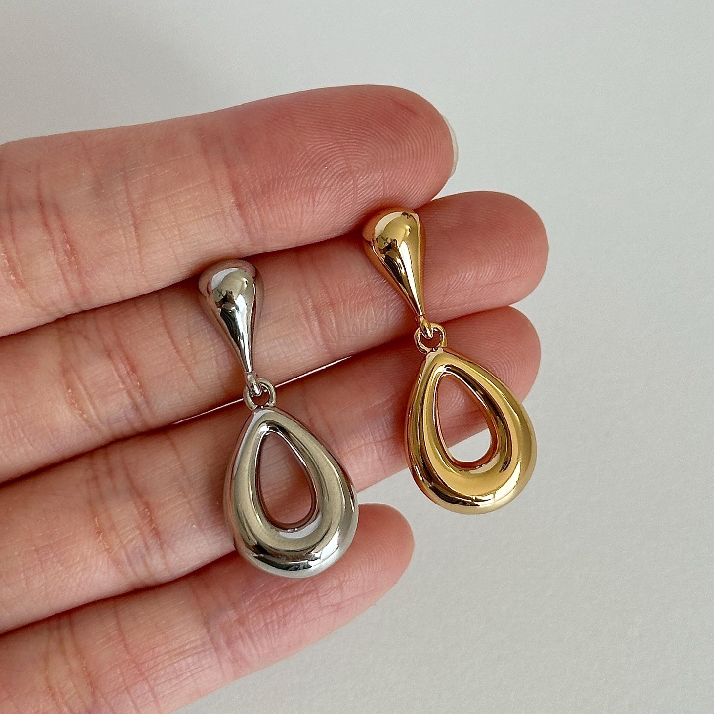 Gold Plated Gold Silver Drop Dangle Earrings