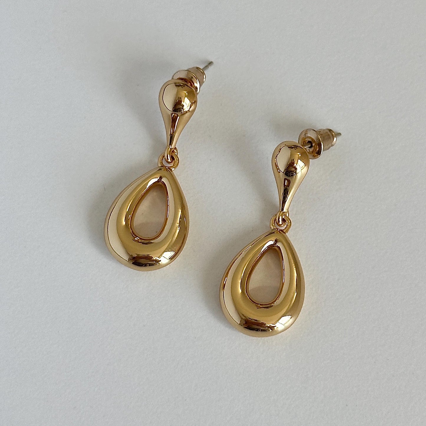 Gold Plated Gold Silver Drop Dangle Earrings
