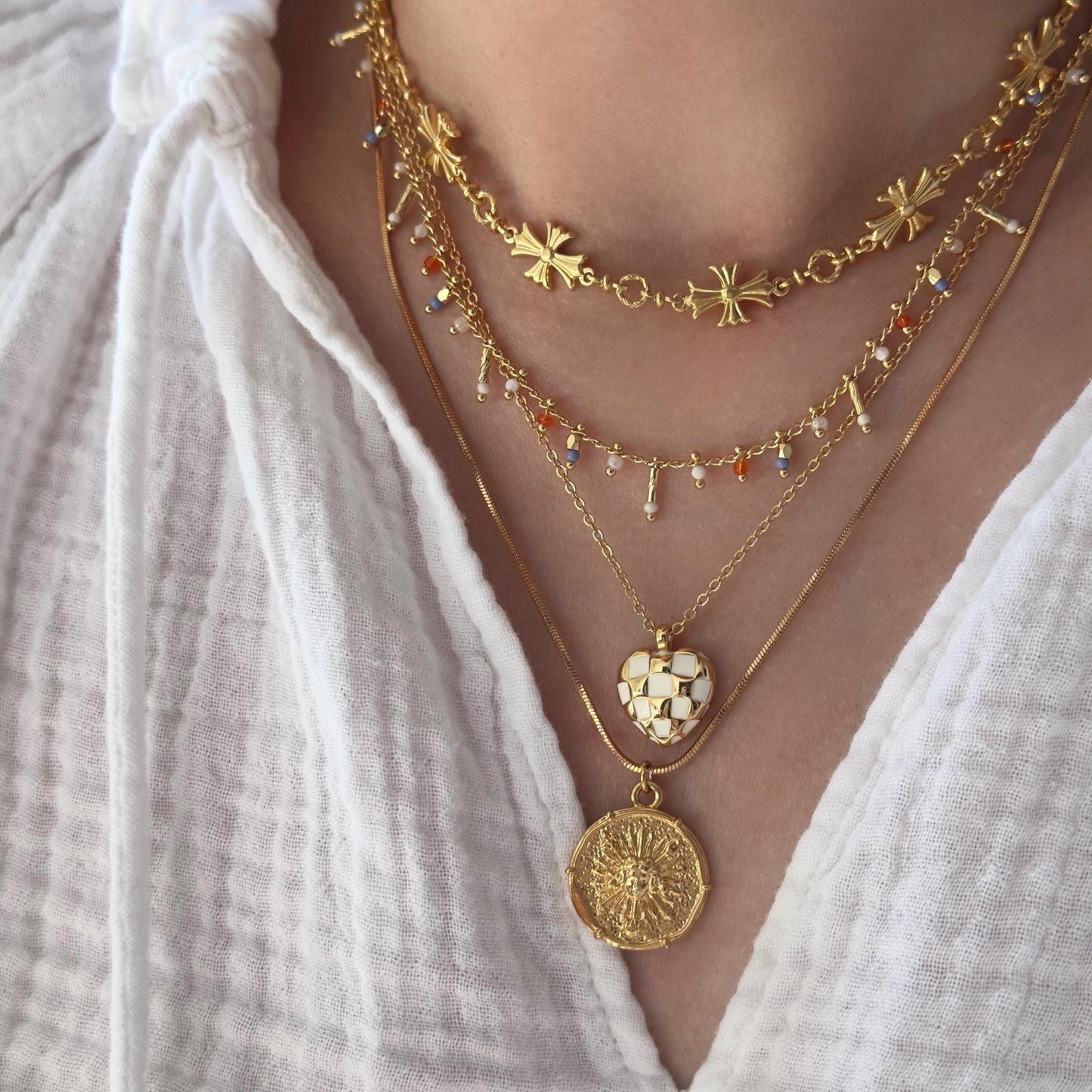 Dainty Colorful Dangling Charm Necklace, Rainbow Gem Choker
