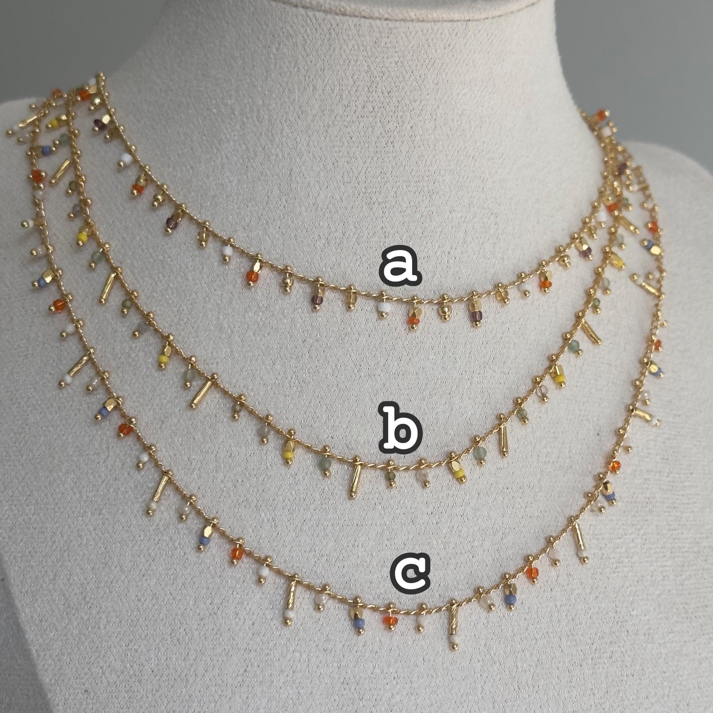 Dainty Colorful Dangling Charm Necklace, Rainbow Gem Choker