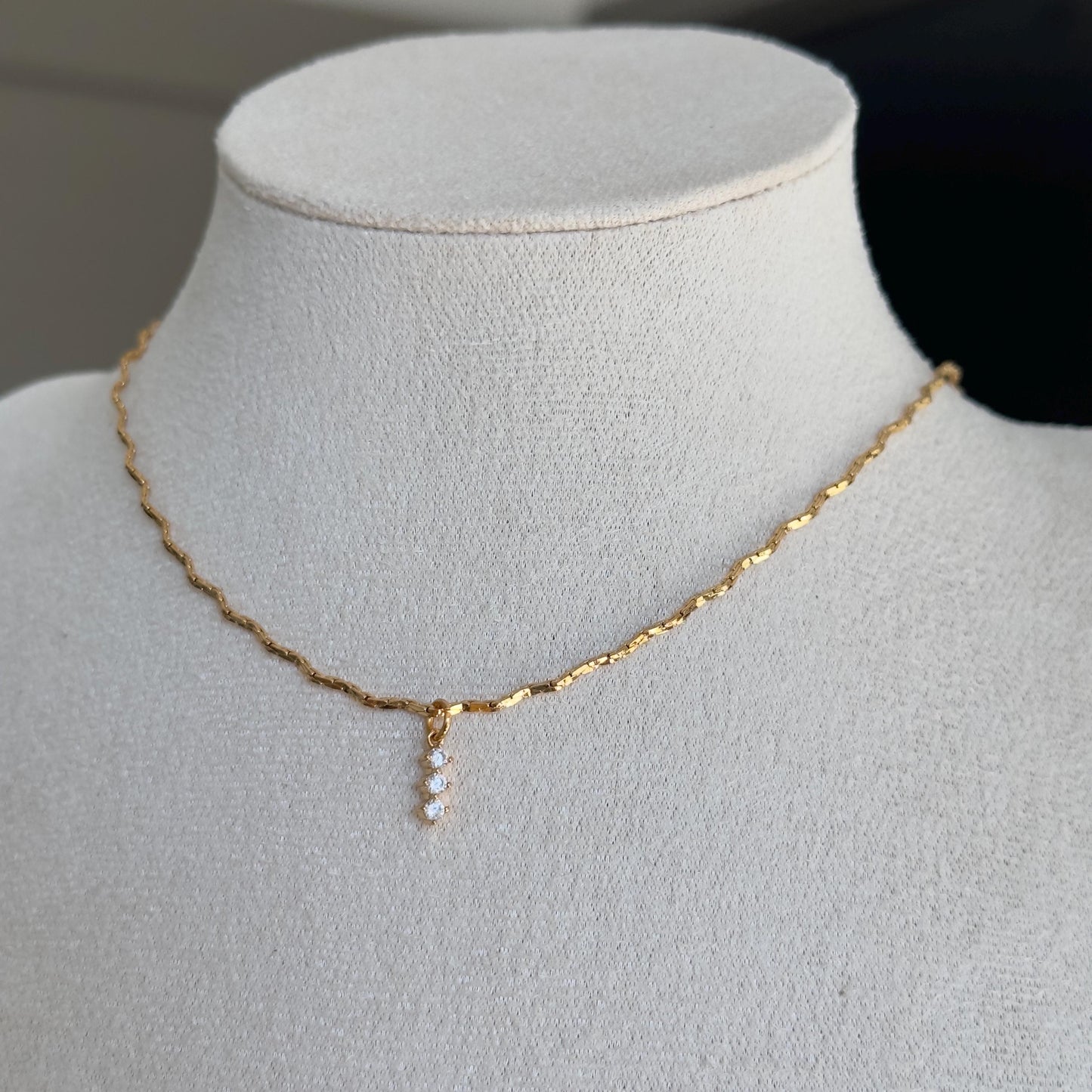 Gold Mini Shiny Zirconia Charm Necklace