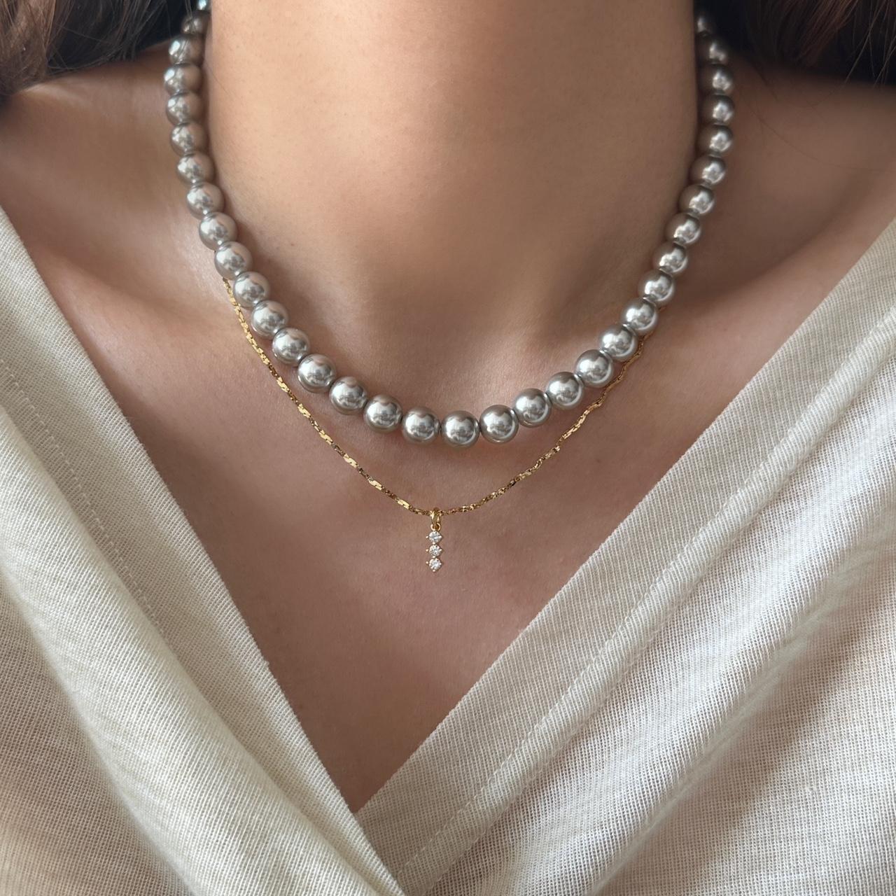Gold Mini Shiny Zirconia Charm Necklace