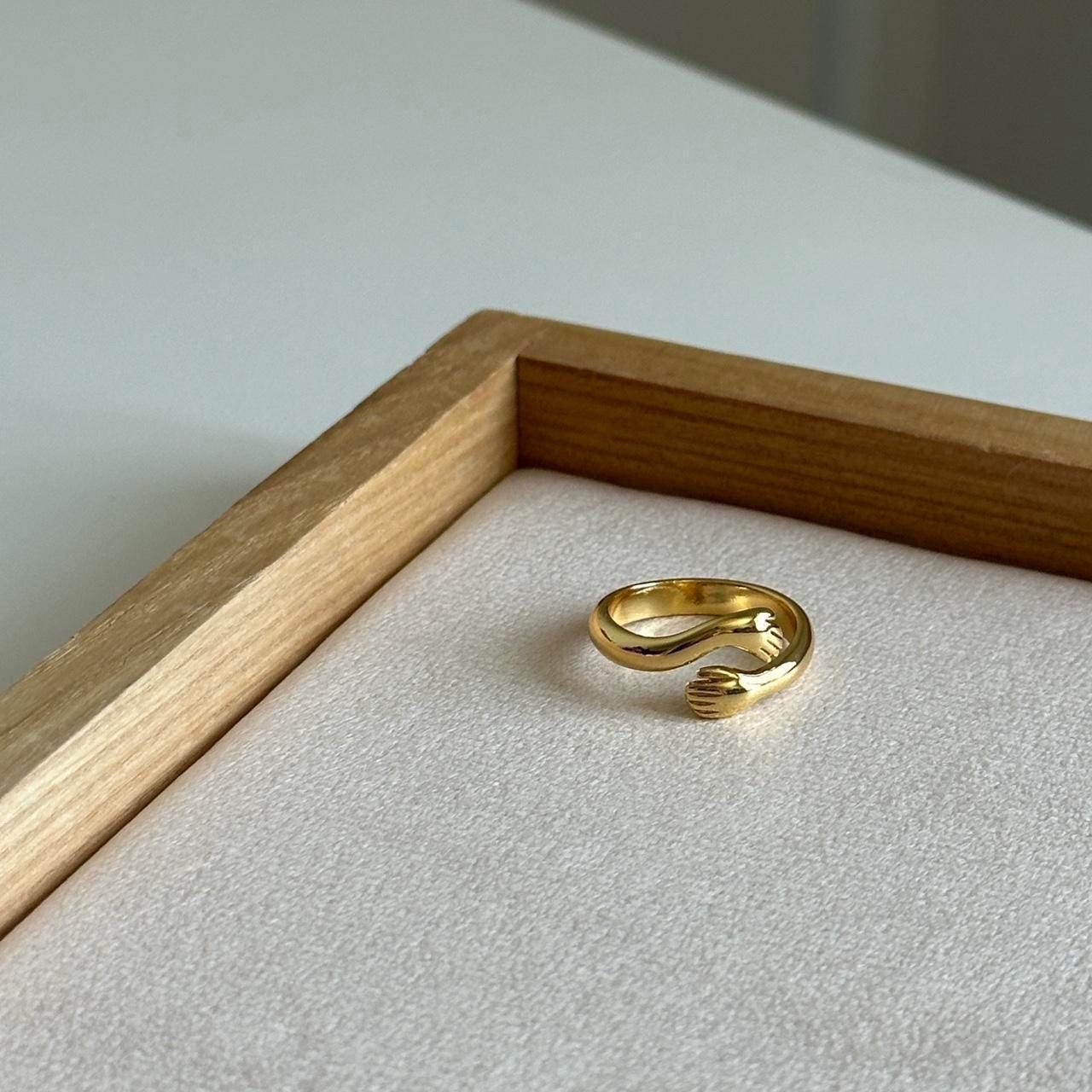 Adjustable Hug Ring, Dainty Stacking Hugging Hand Ring