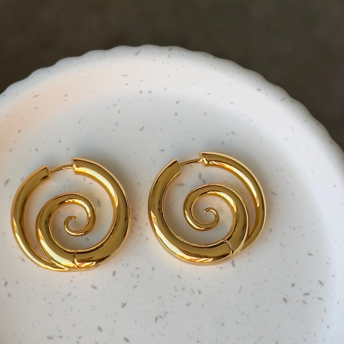 Silver Spiral Earrings, Fake Gauge Earrings
