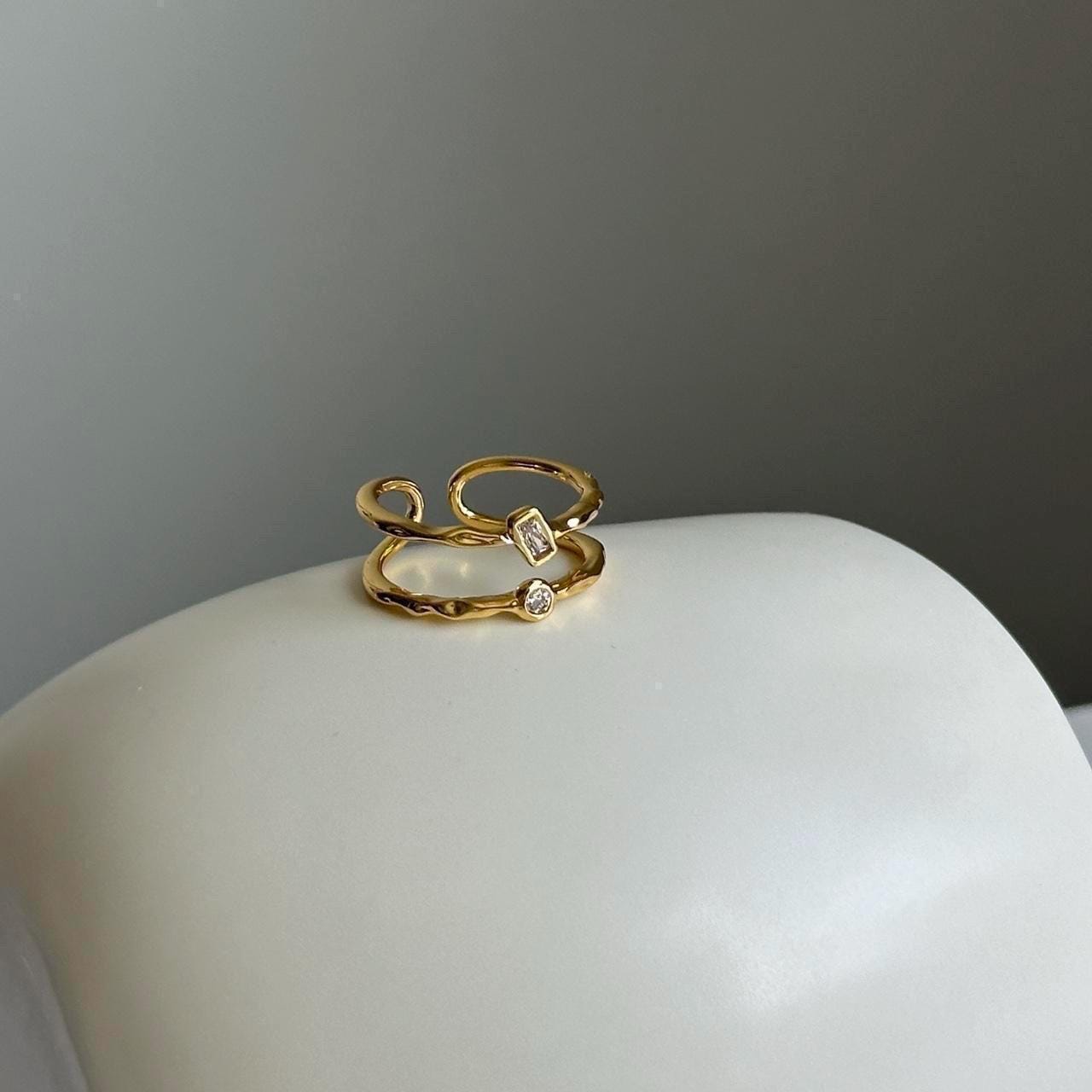 Minimalist Gold Double Band Adjustable Ring