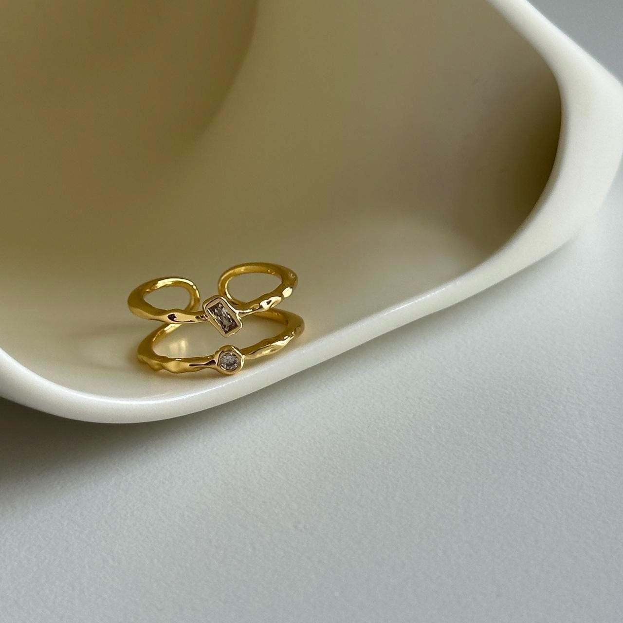 Minimalist Gold Double Band Adjustable Ring