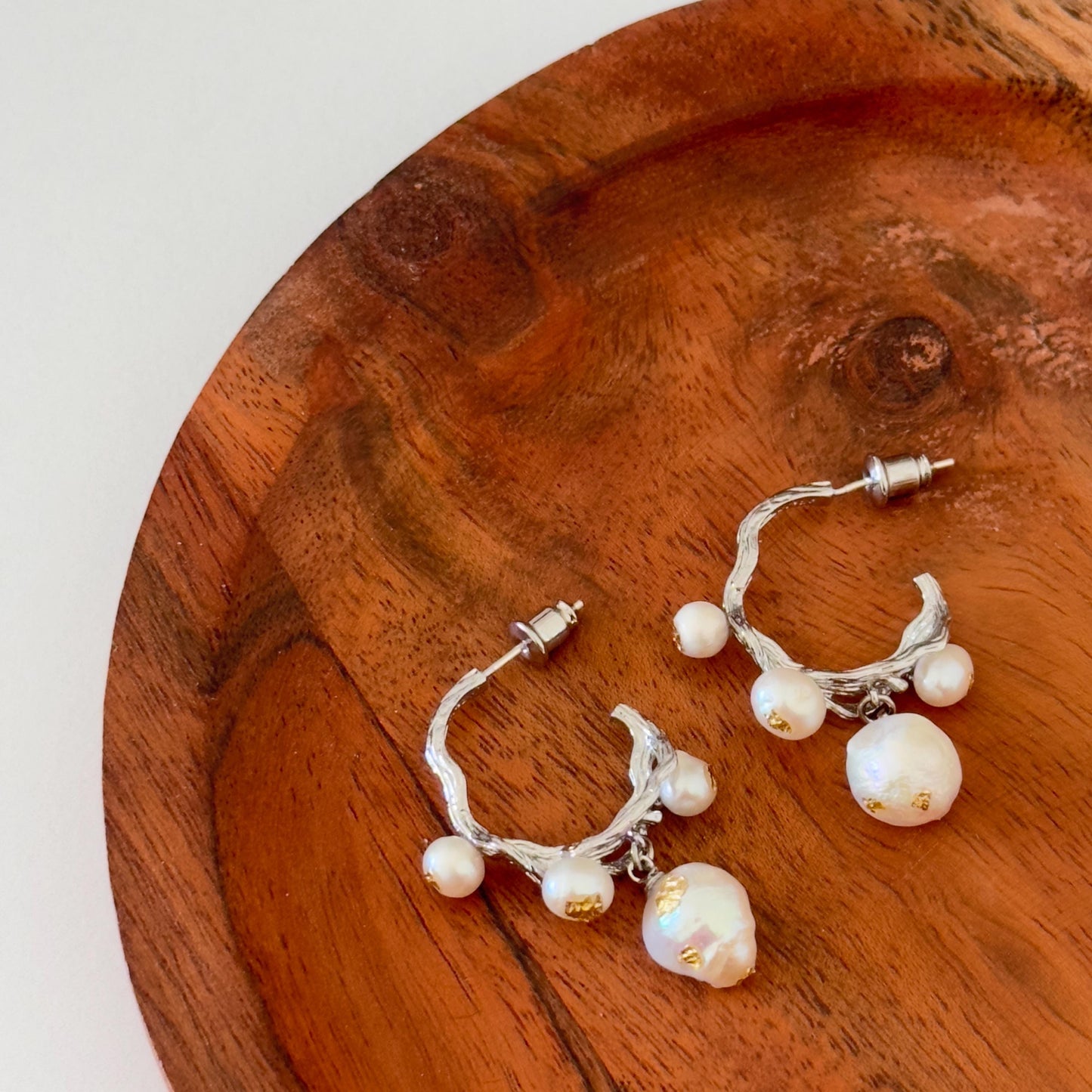 French Baroque Vintage Earrings with Gold Foil