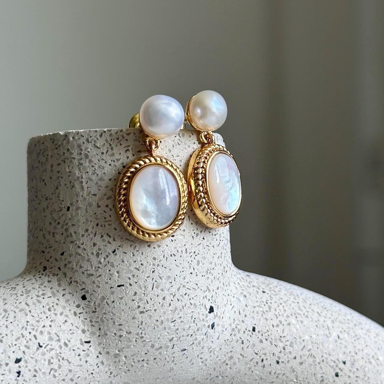 Gold Freshwater Pearl Earrings