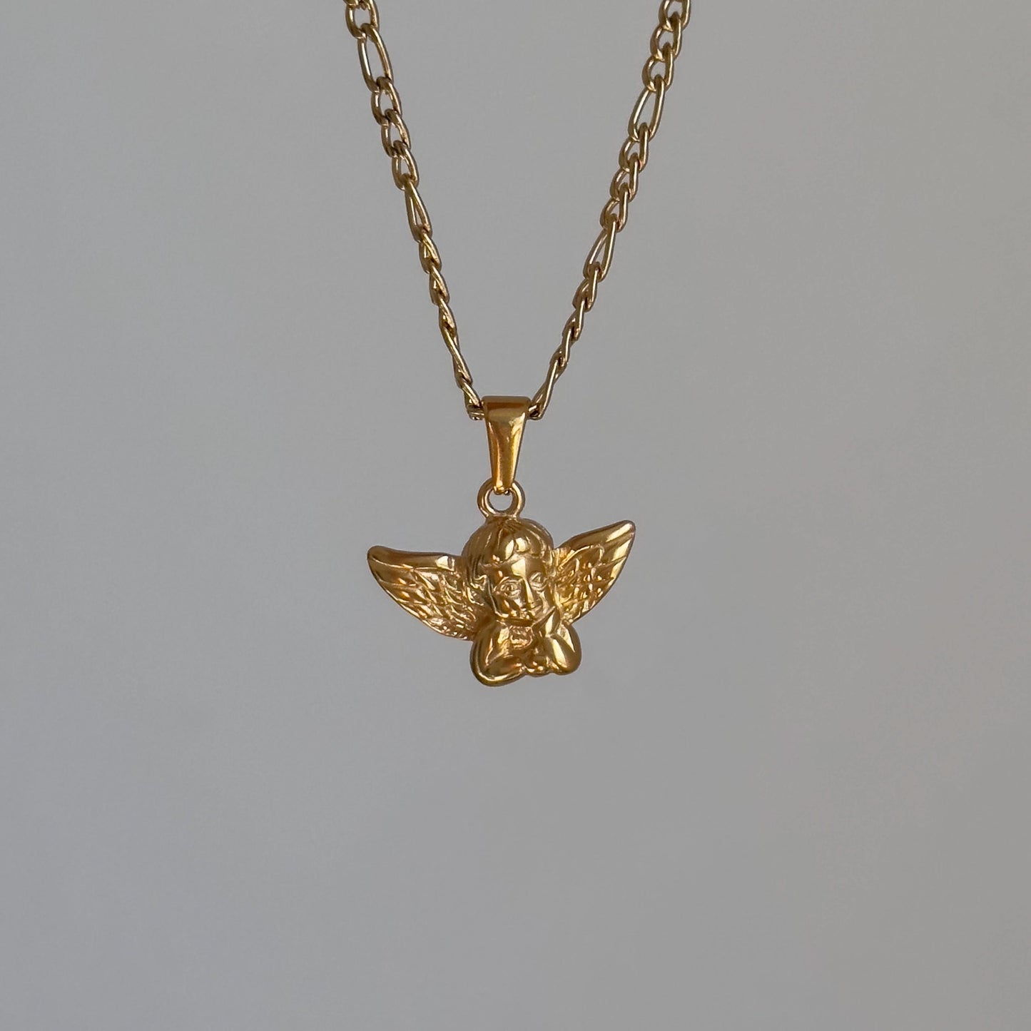 Angel Wing Pendant Necklace, Gold and Silver Wing Angle