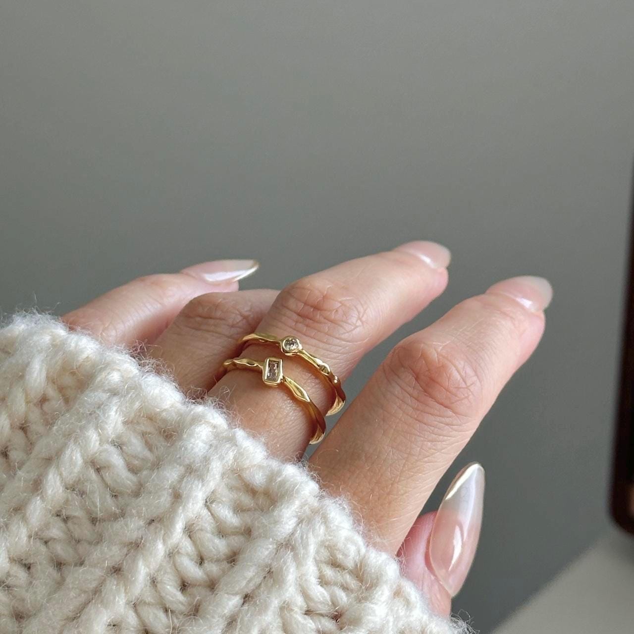 Minimalist Gold Double Band Adjustable Ring