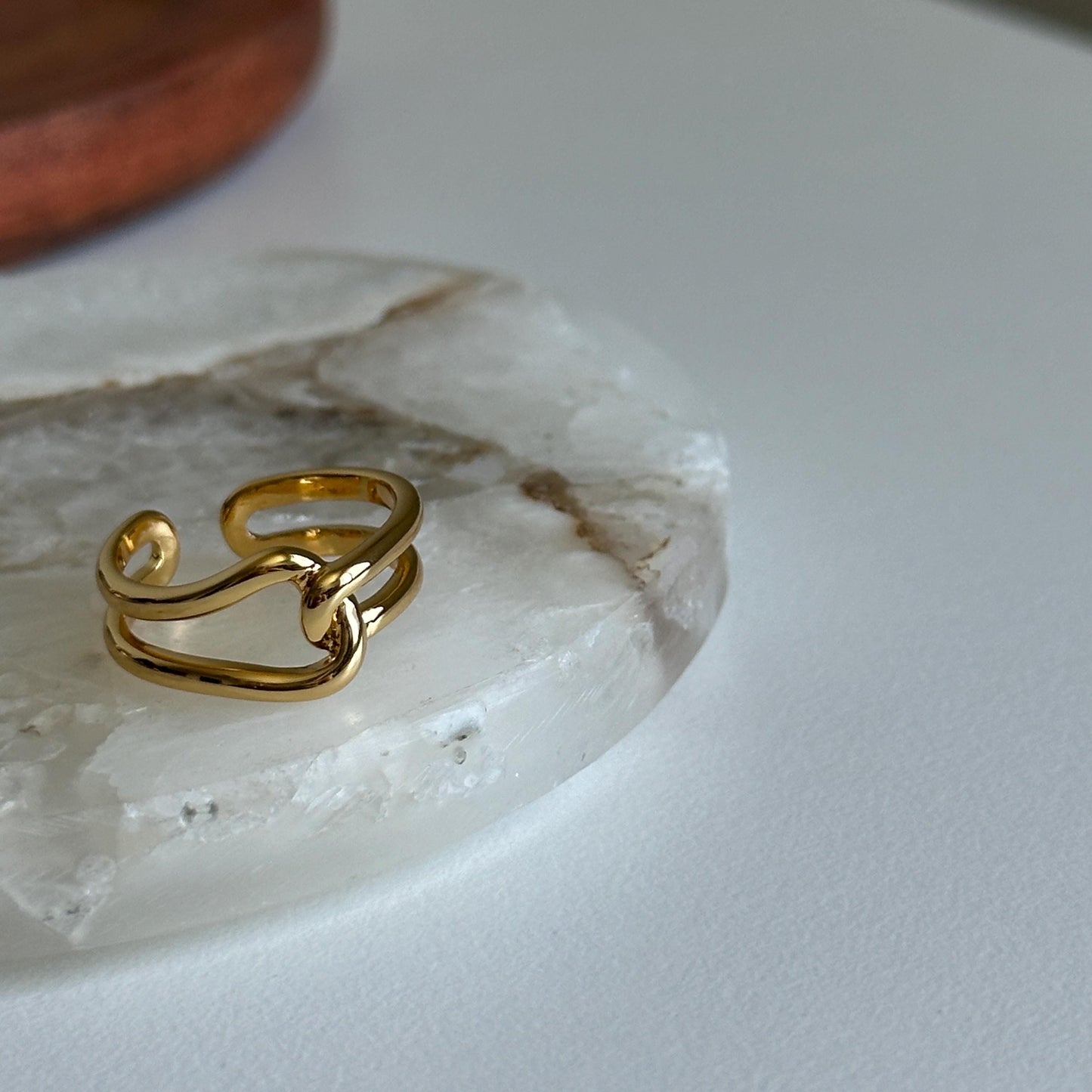 Minimalist Gold Open Ring, Adjustable Thick Chain Link Ring, 18K Gold Plated Statement Ring, Minimalist Bold Jewelry Gift, Cute Rings