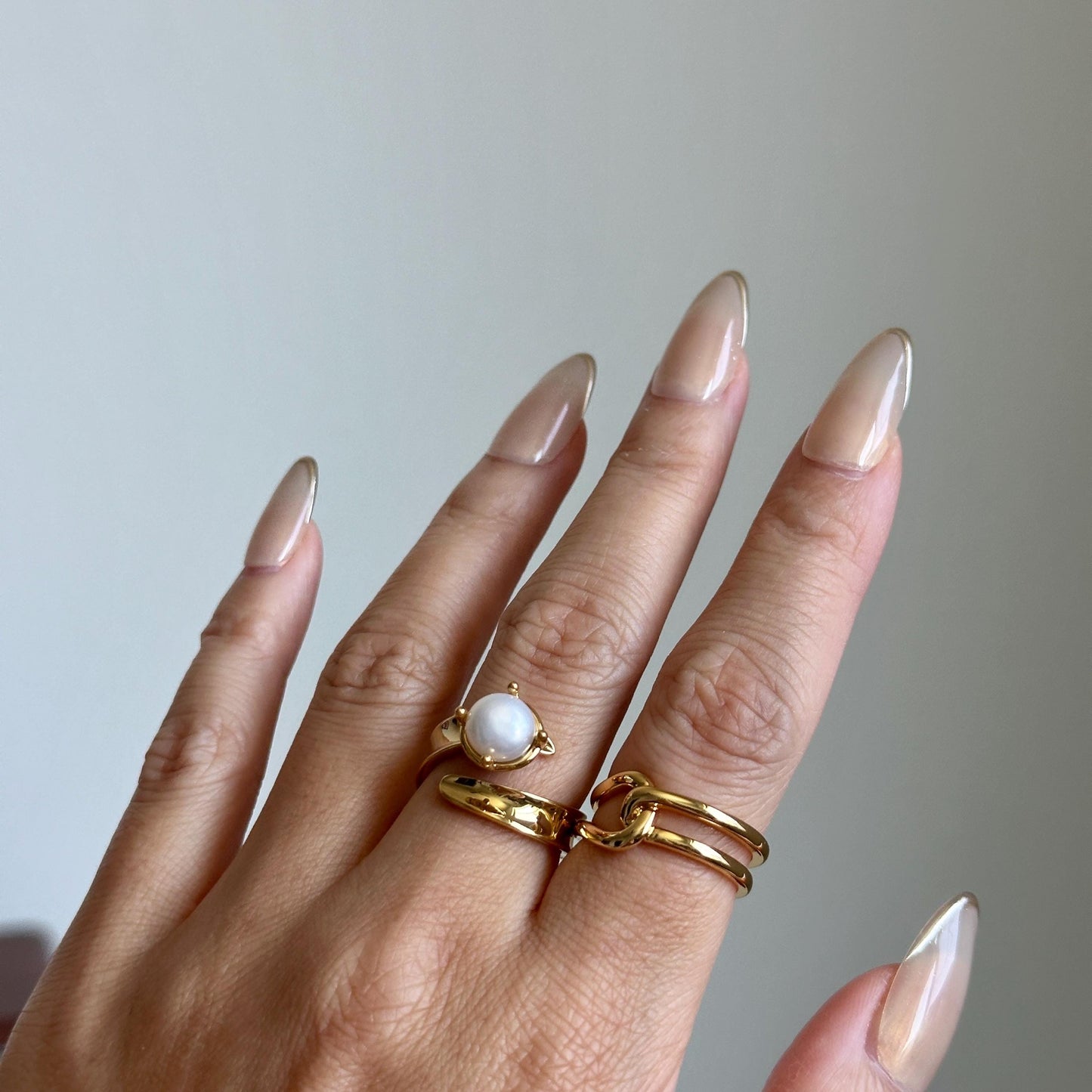 Minimalist Gold Open Ring, Adjustable Thick Chain Link Ring, 18K Gold Plated Statement Ring, Minimalist Bold Jewelry Gift, Cute Rings