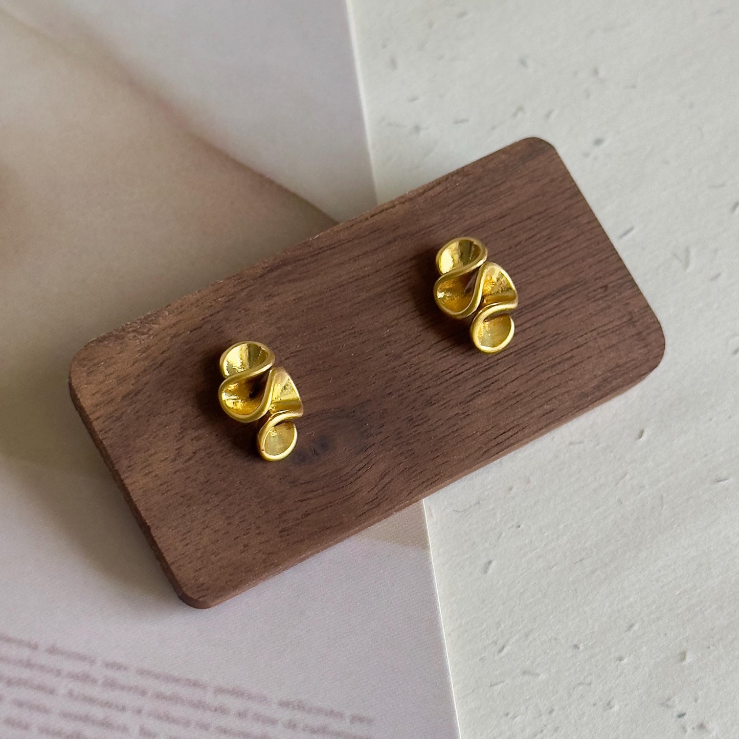 Abstract Gold Stud Earrings, Mini Modern Geometric Minimalist Earrings, Gold Arched Shape Matte Tiny Earrings, Cute Tiny Minimalist Studs