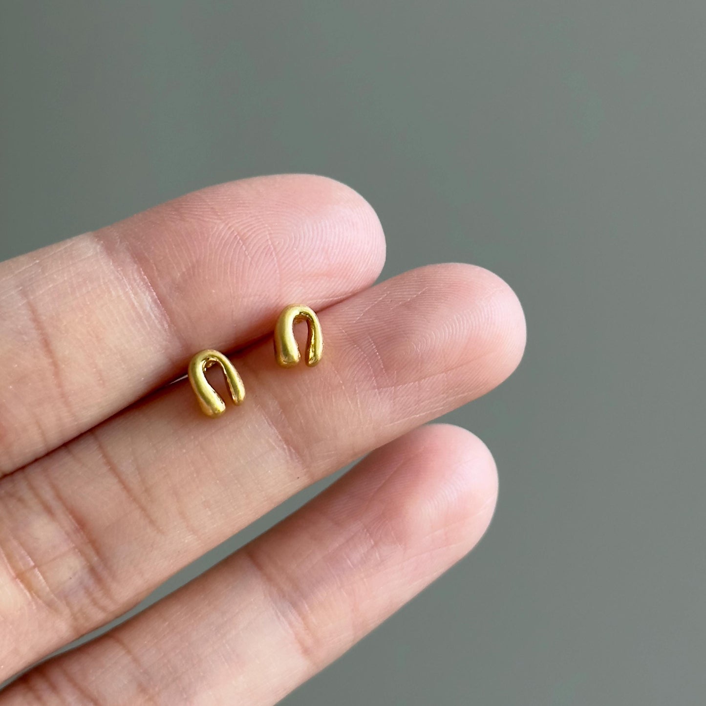 Abstract Gold Stud Earrings, Mini Modern Geometric Minimalist Earrings, Gold Arched Shape Matte Tiny Earrings, Cute Tiny Minimalist Studs