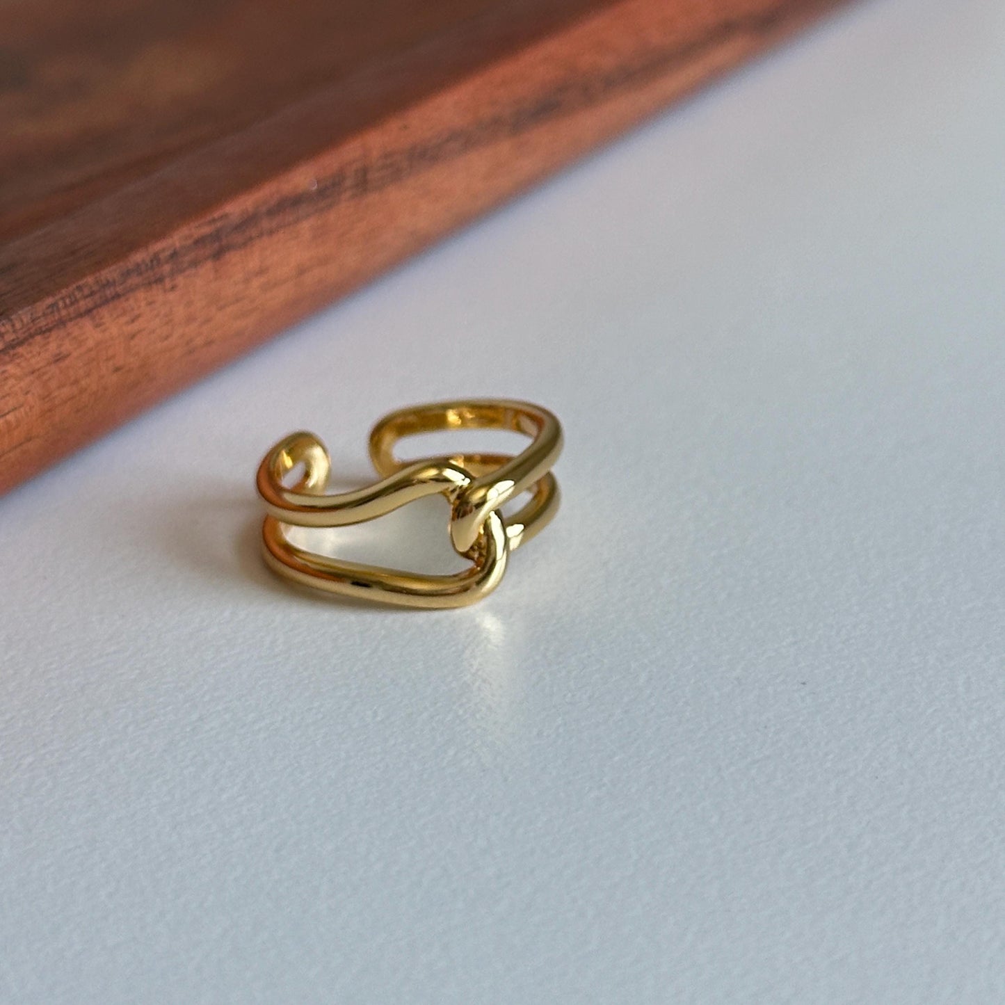 Minimalist Gold Open Ring, Adjustable Thick Chain Link Ring, 18K Gold Plated Statement Ring, Minimalist Bold Jewelry Gift, Cute Rings