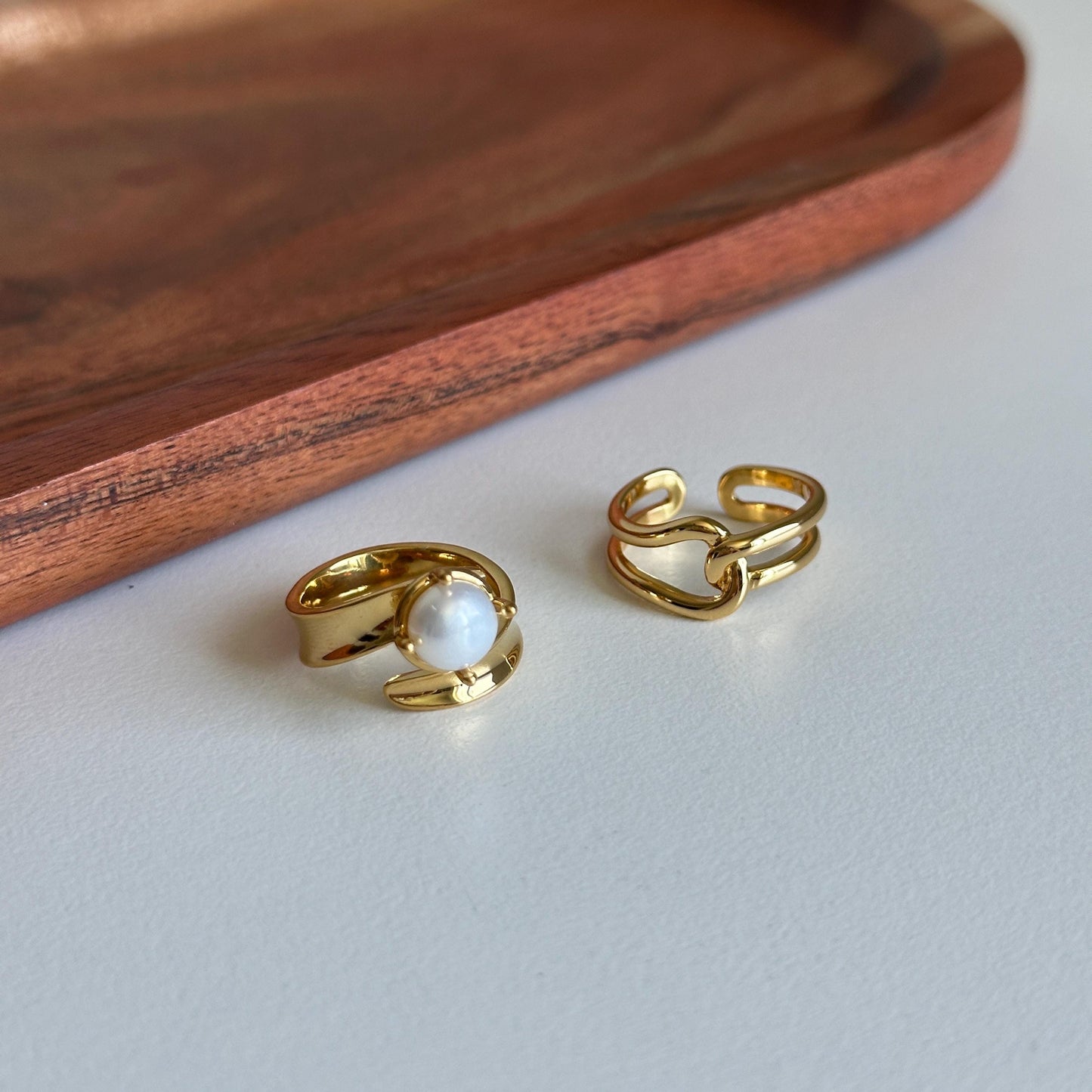 Minimalist Gold Open Ring, Adjustable Thick Chain Link Ring, 18K Gold Plated Statement Ring, Minimalist Bold Jewelry Gift, Cute Rings