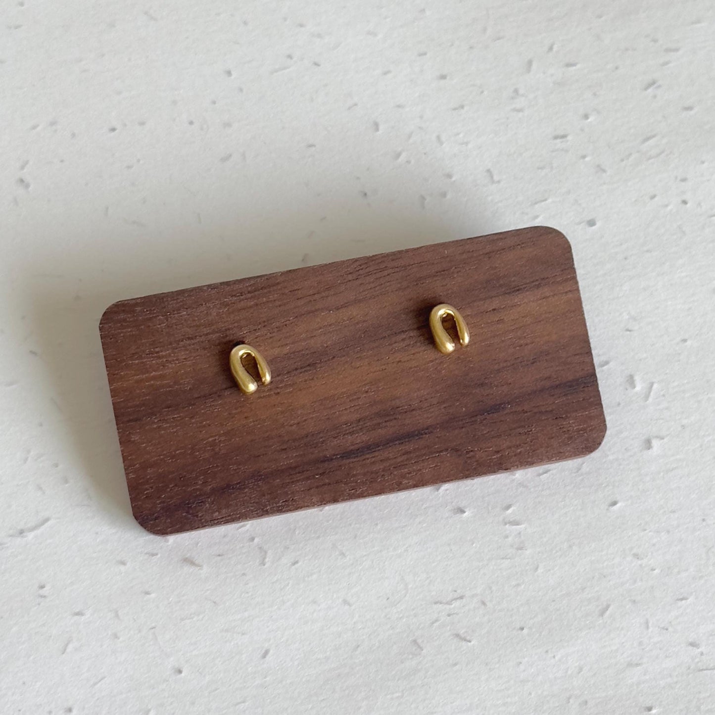 Abstract Gold Stud Earrings, Mini Modern Geometric Minimalist Earrings, Gold Arched Shape Matte Tiny Earrings, Cute Tiny Minimalist Studs