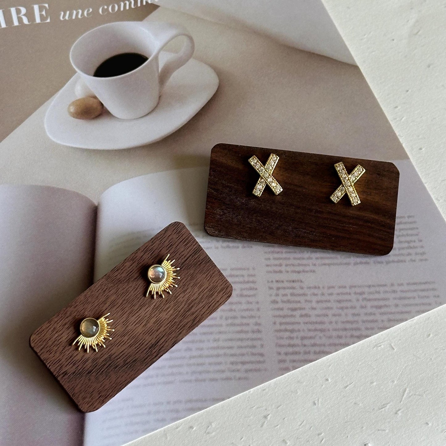 Sunburst Stud Earrings with Natural Labradorite Stone, Gold Sun Ray Earrings, Celestial Jewelry, Minimalist Boho Studs, Unique Gift for Her